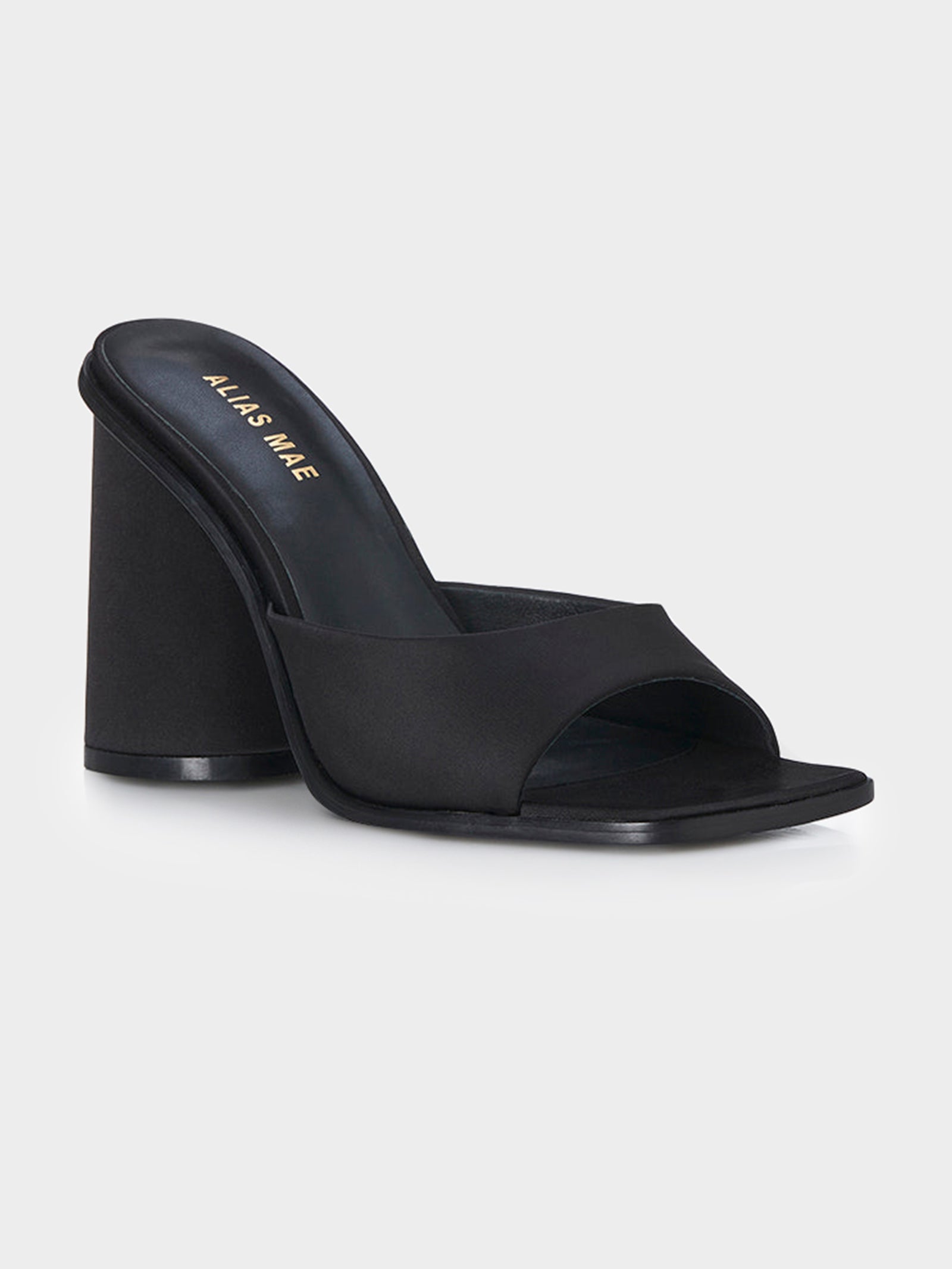 Valli Satin Mule Heels in Black