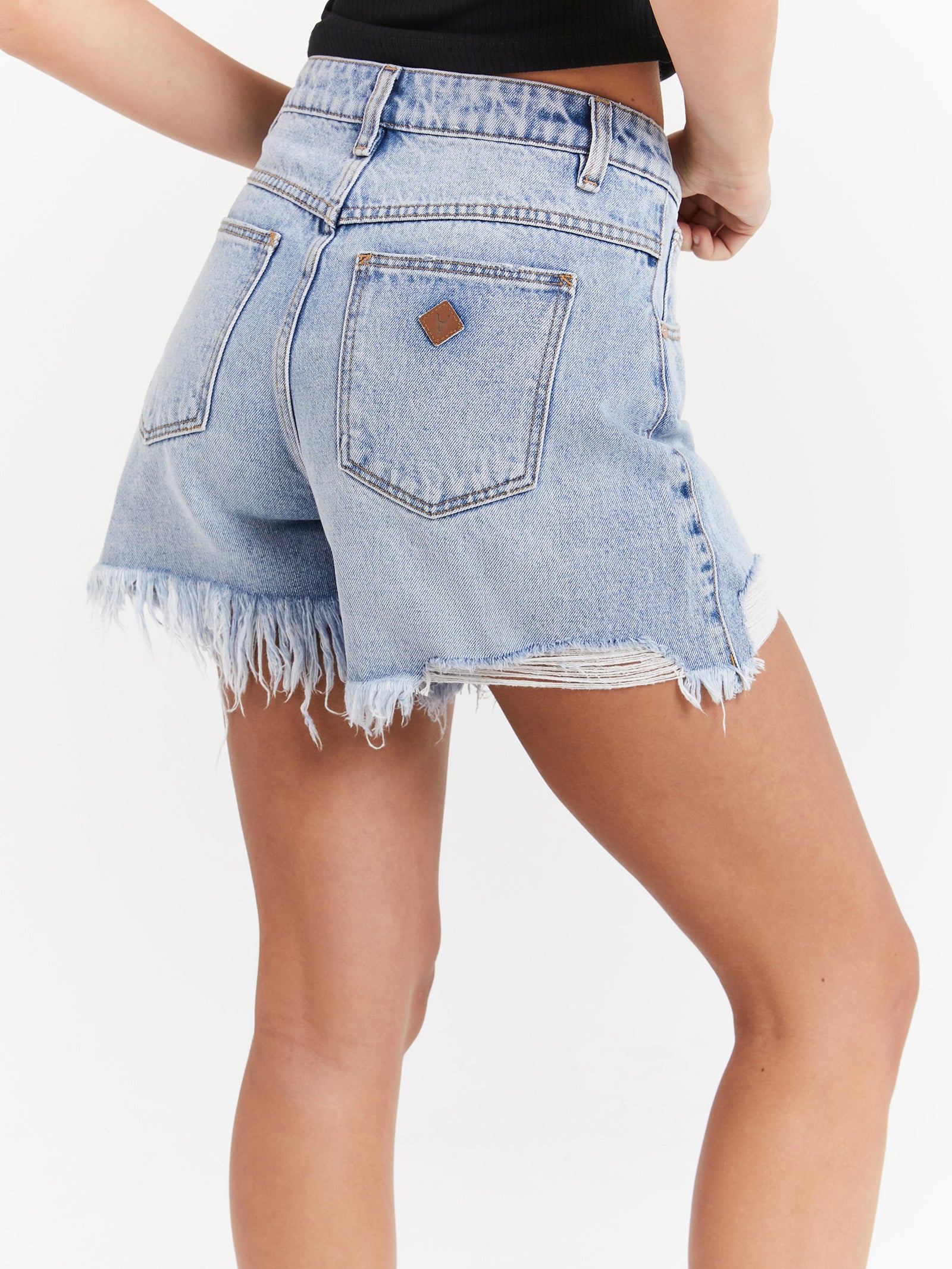 Venice Short Suzie Rip Shorts in Distressed Vintage Blue