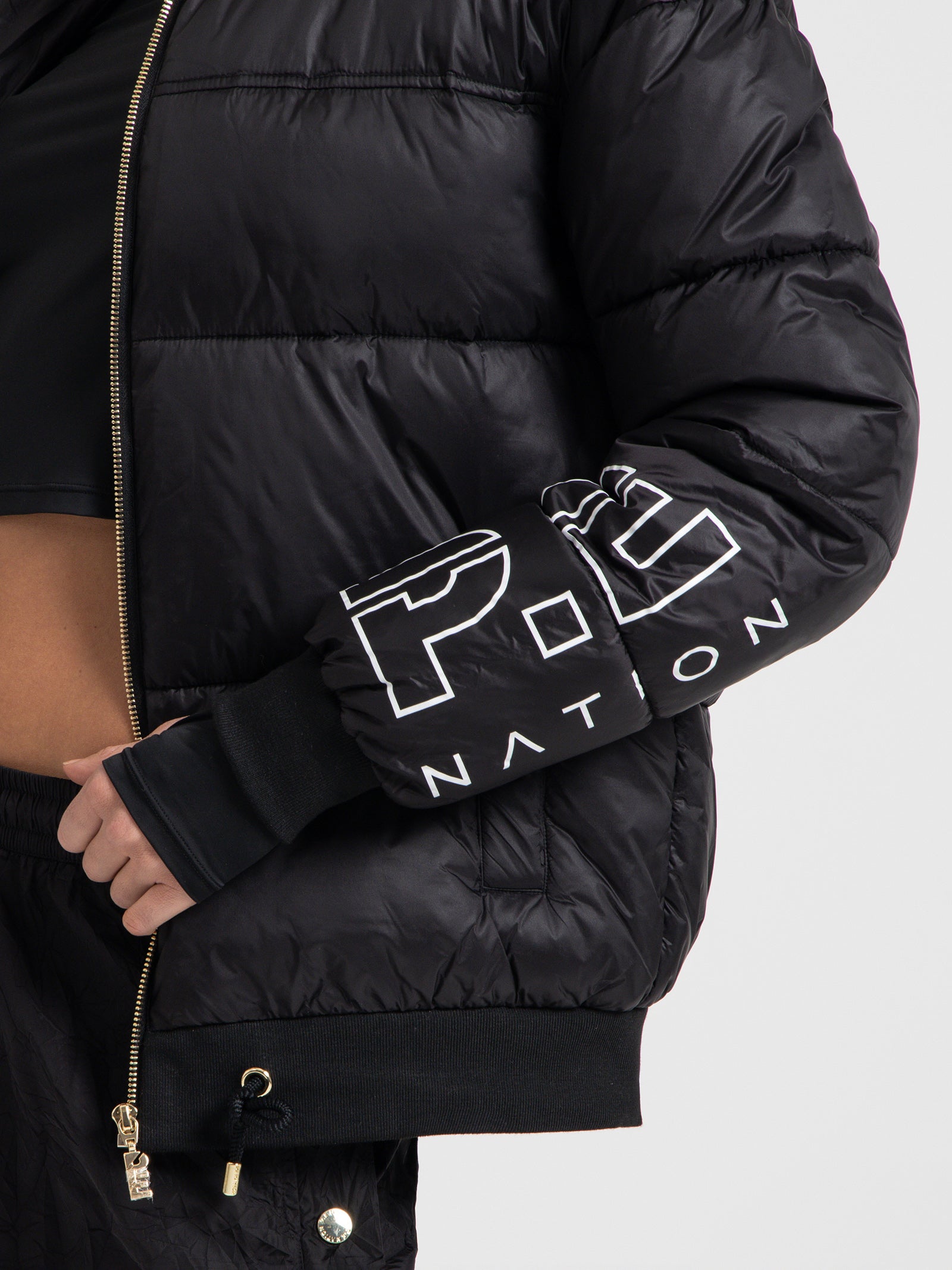 Infinite Hooded Puffer Jacket in Black