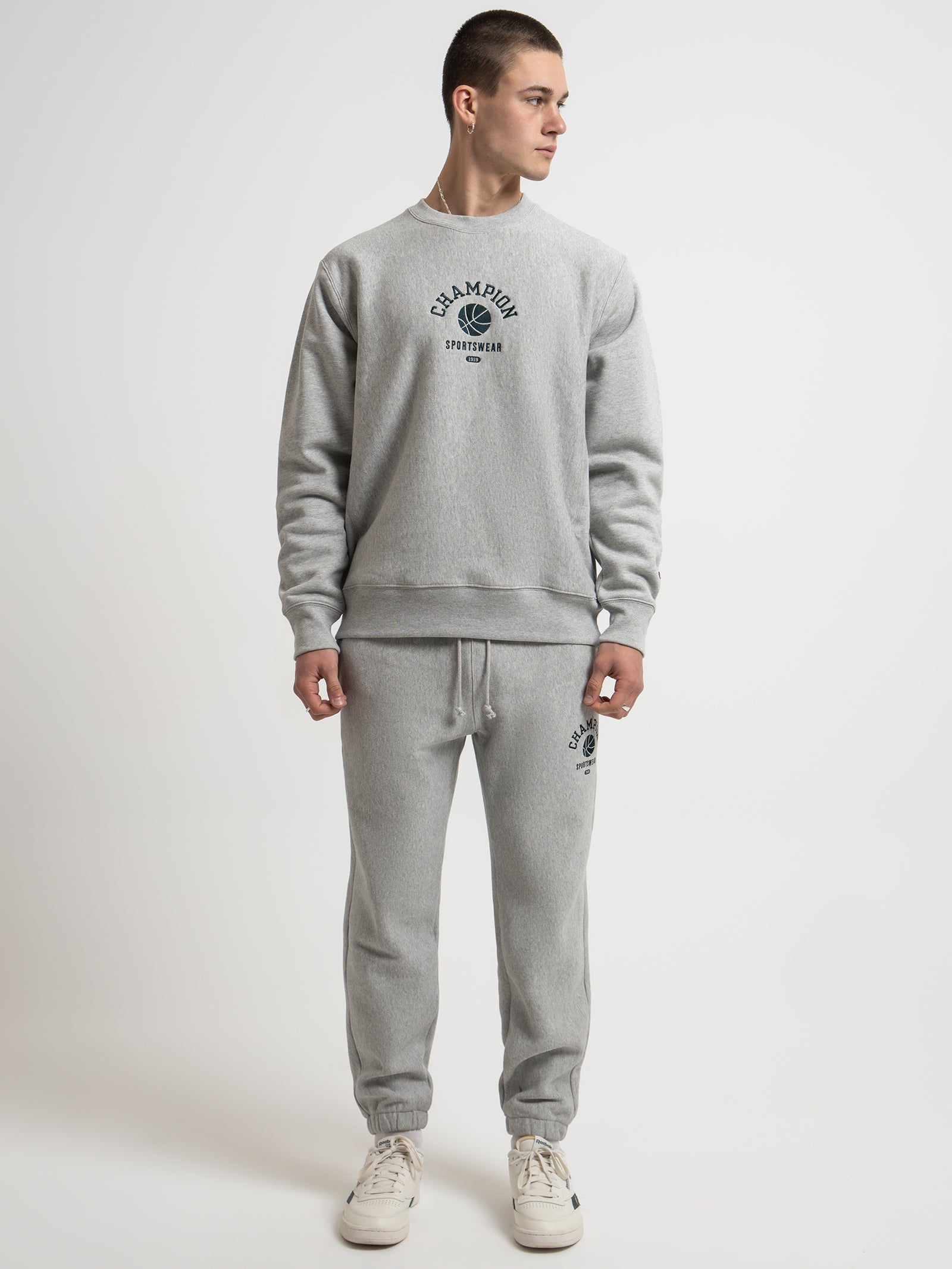 Reverse Weave Clubhouse Relaxed Joggers in Oxford Heather Grey