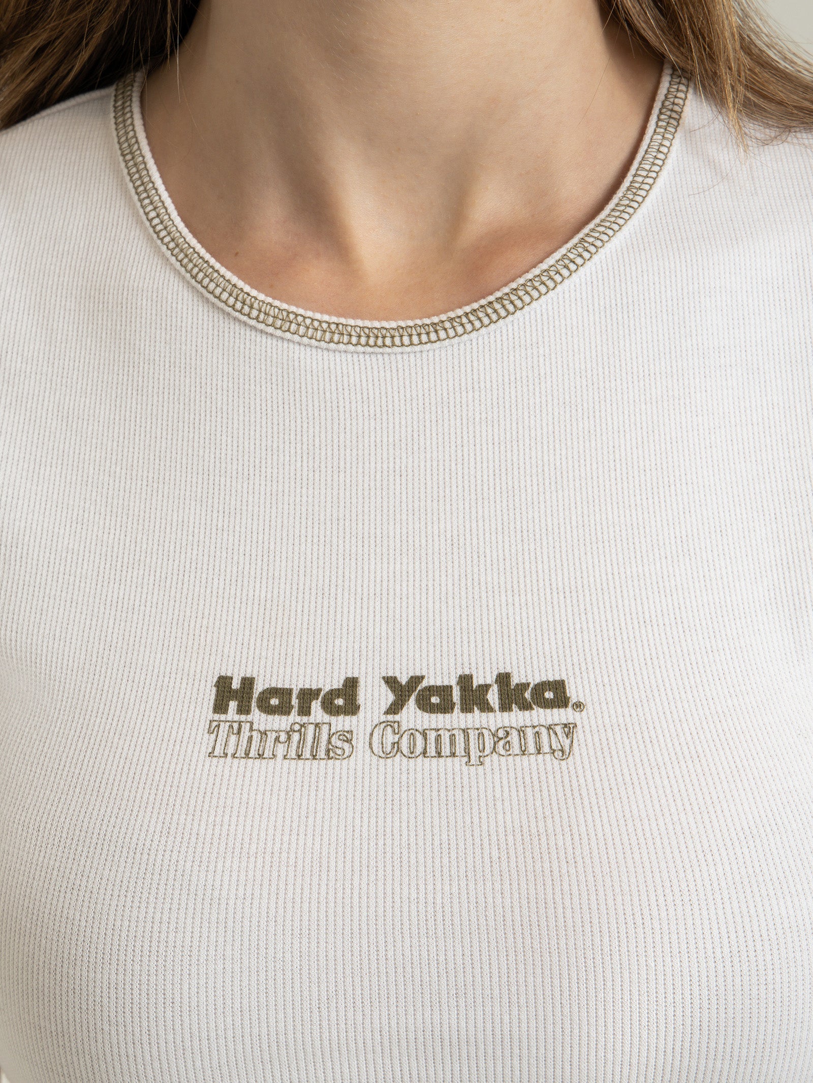 Hard Yakka Double Double Baby Crop T-Shirt in White