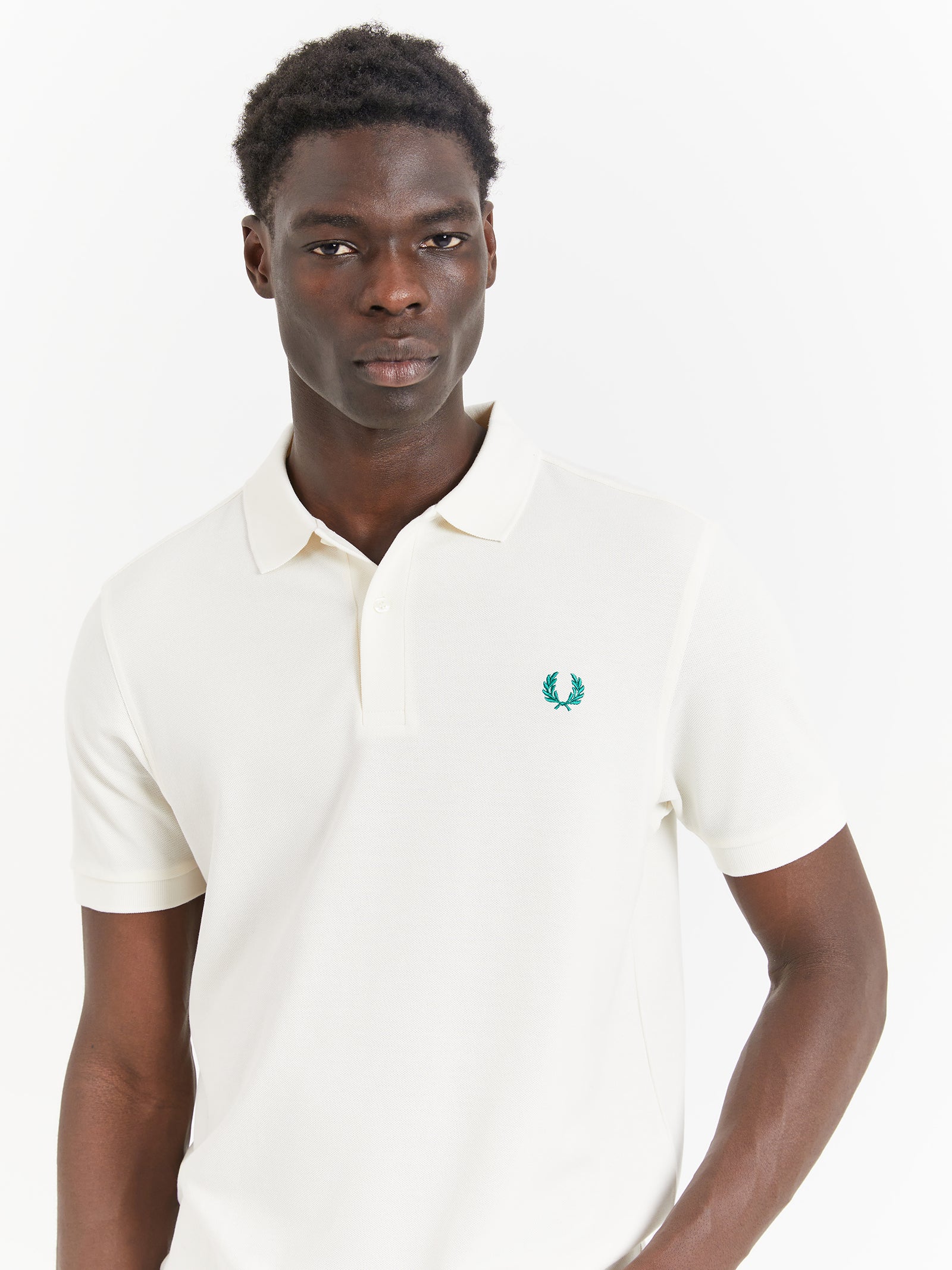 Plain Polo T-Shirt in Ecru