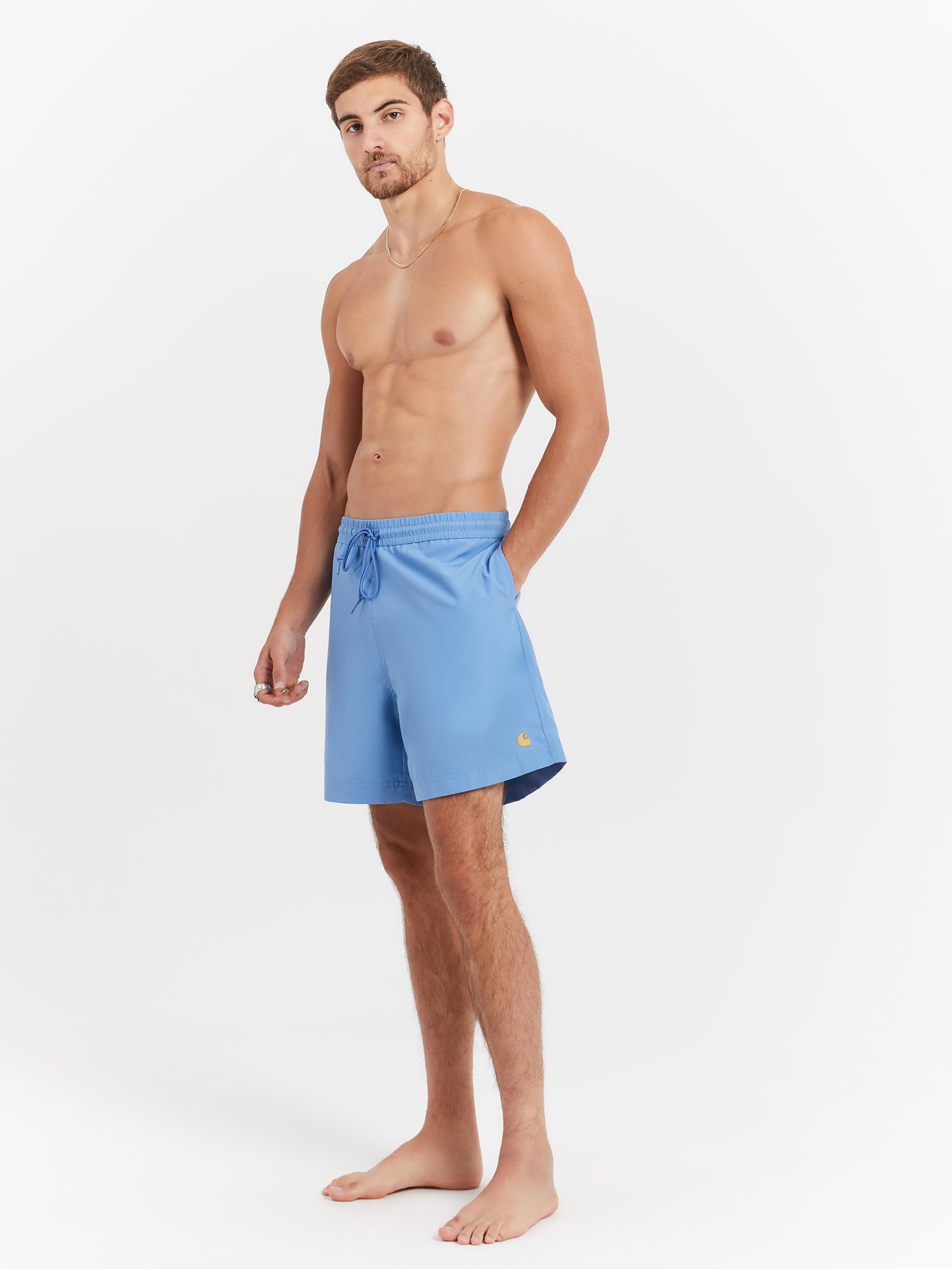 Chase Swim Trunks in Piscine & Gold