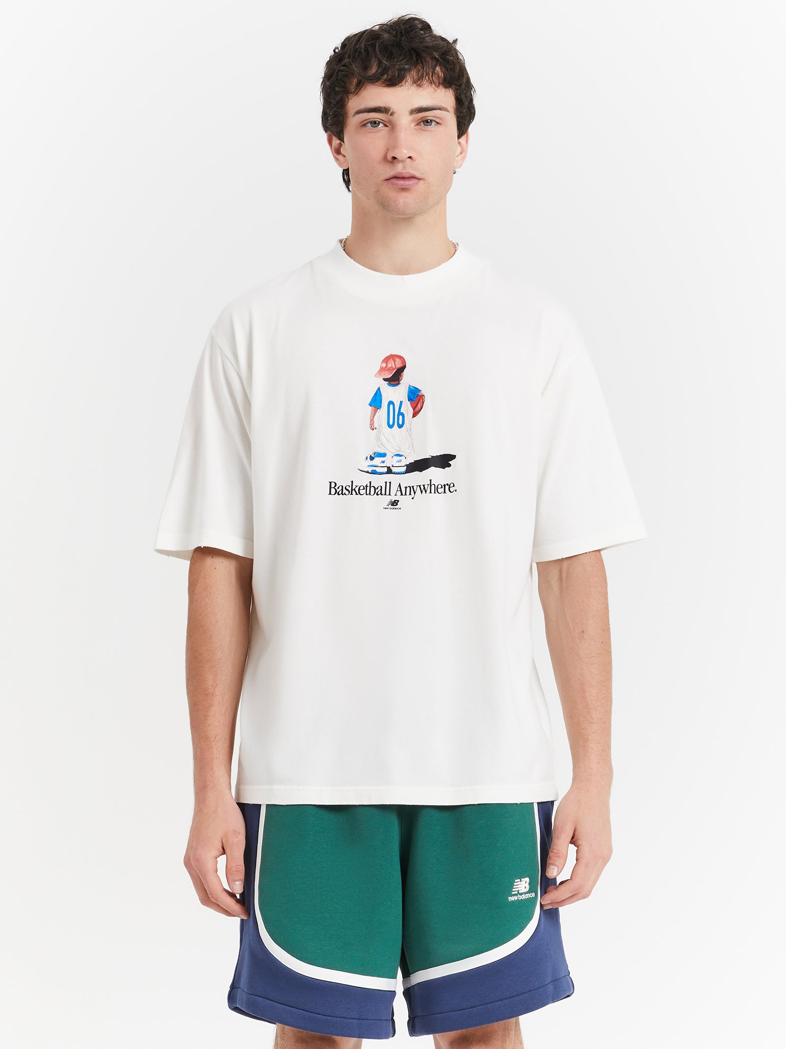 Hoops Graphic Cotton Jersey Short Sleeve T-shirt in Sea Salt