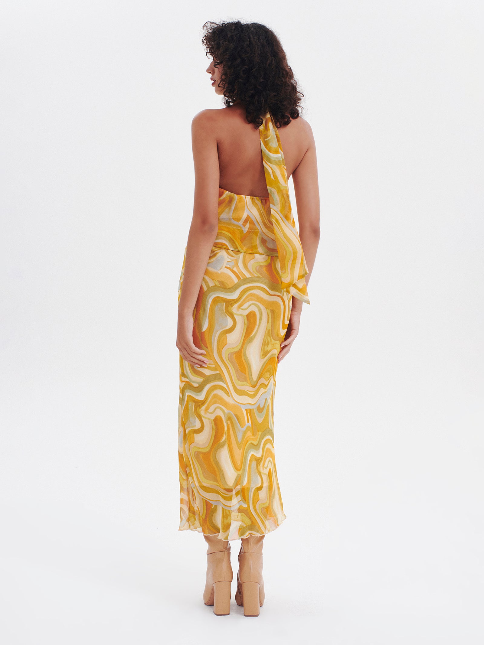 Wavy Baby Midi Skirt in Honey Swirl