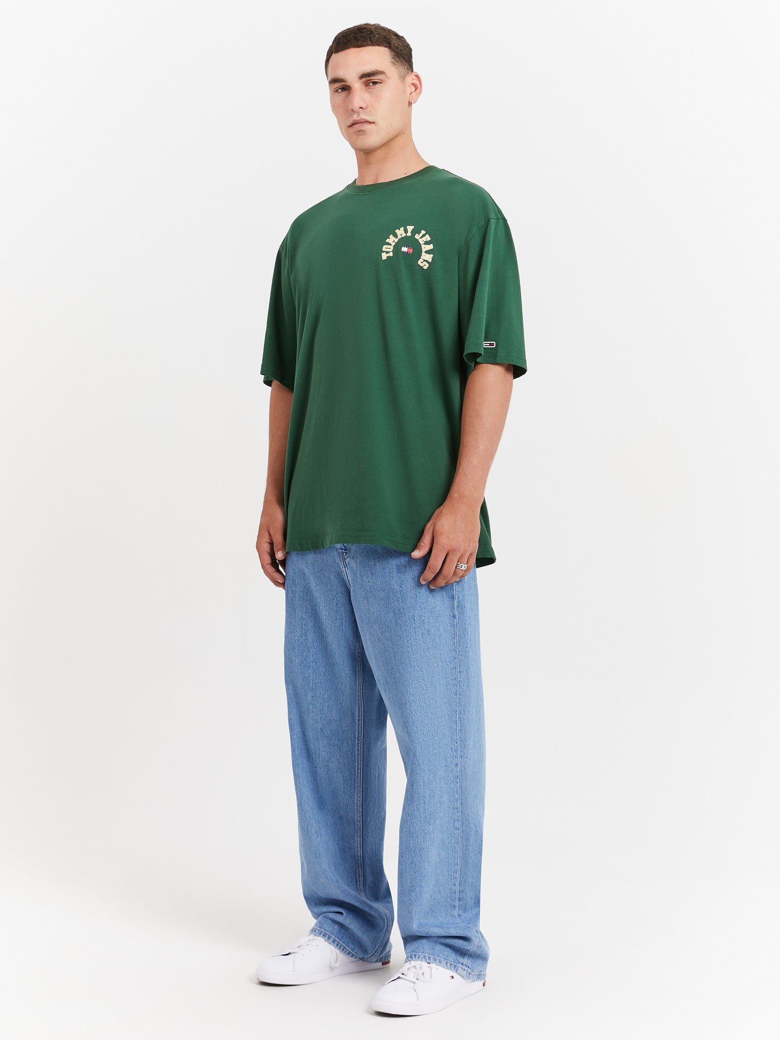 Plus Skate Curved College T-Shirt in Collegiate Green