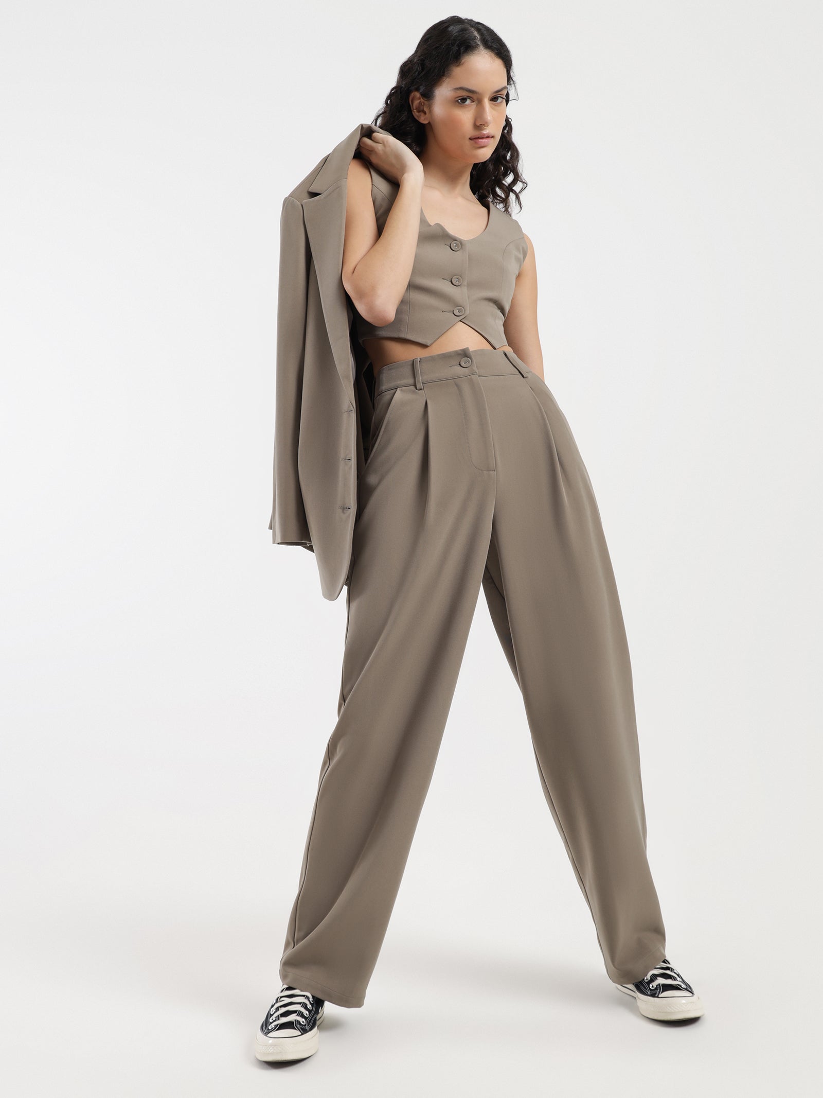 Raquel Tailored Pants in Taupe