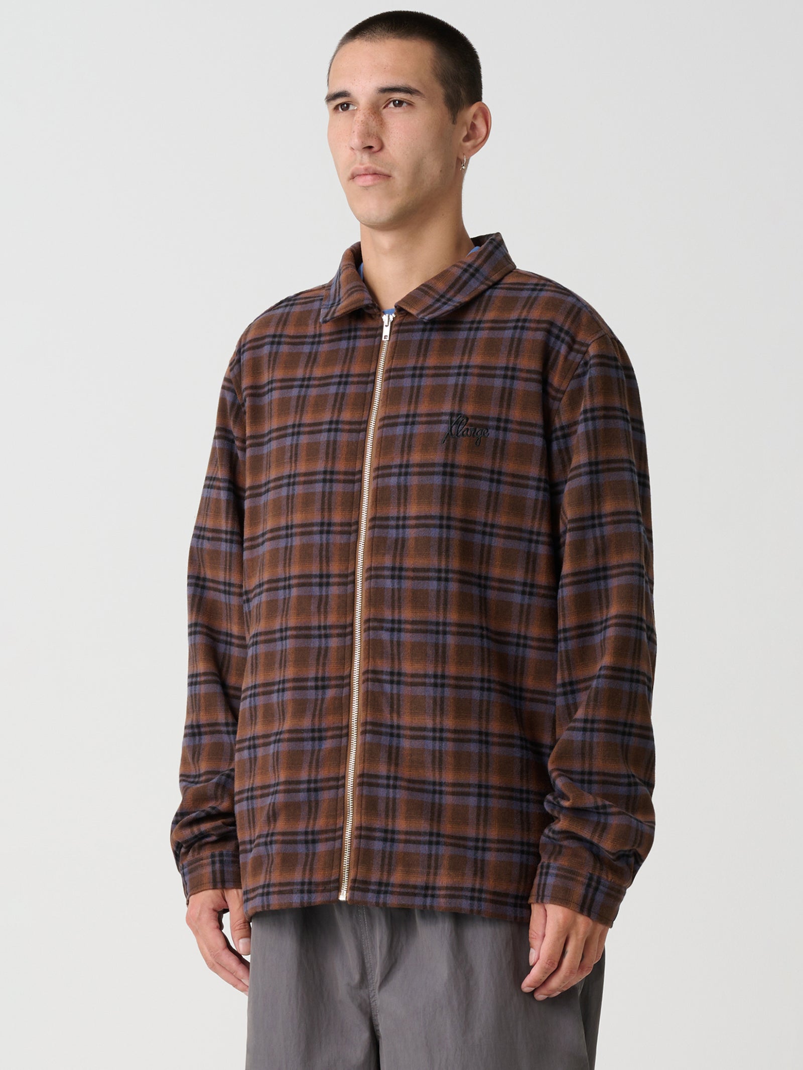 Script Zip Long Sleeve Shirt