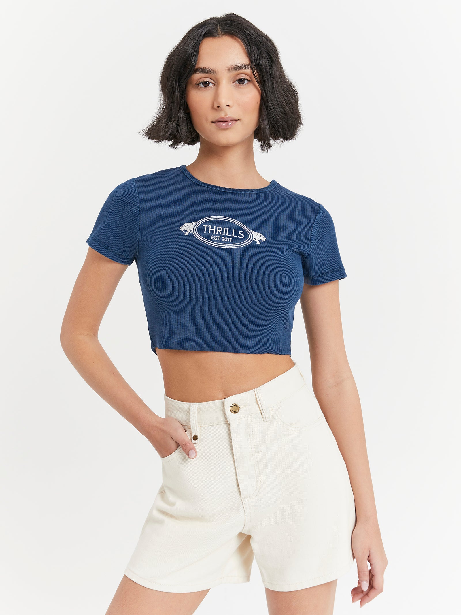 From the Beginning Baby Crop T-Shirt in New Teal