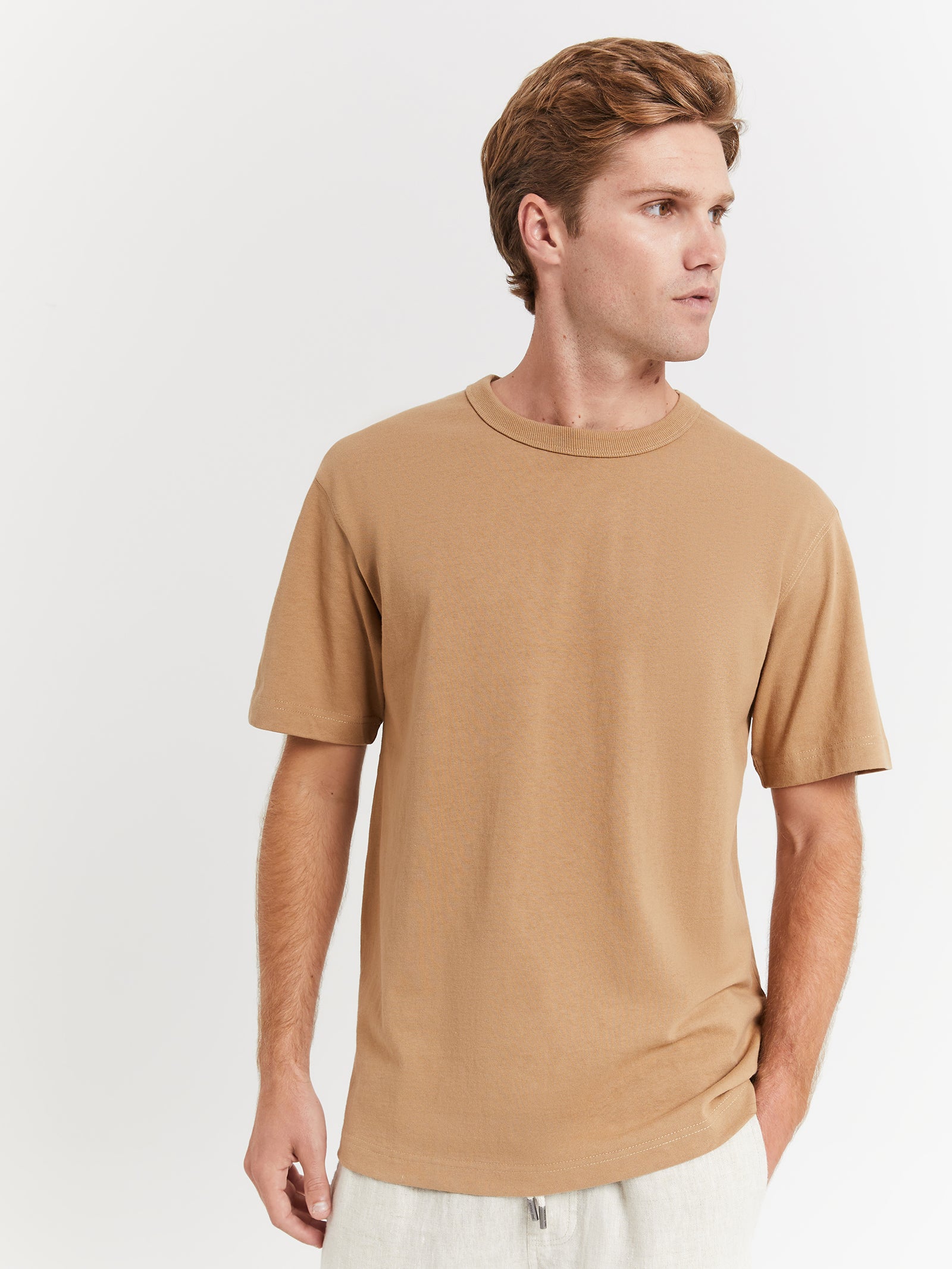 Heavyweight Crew T-Shirt in Macadamia