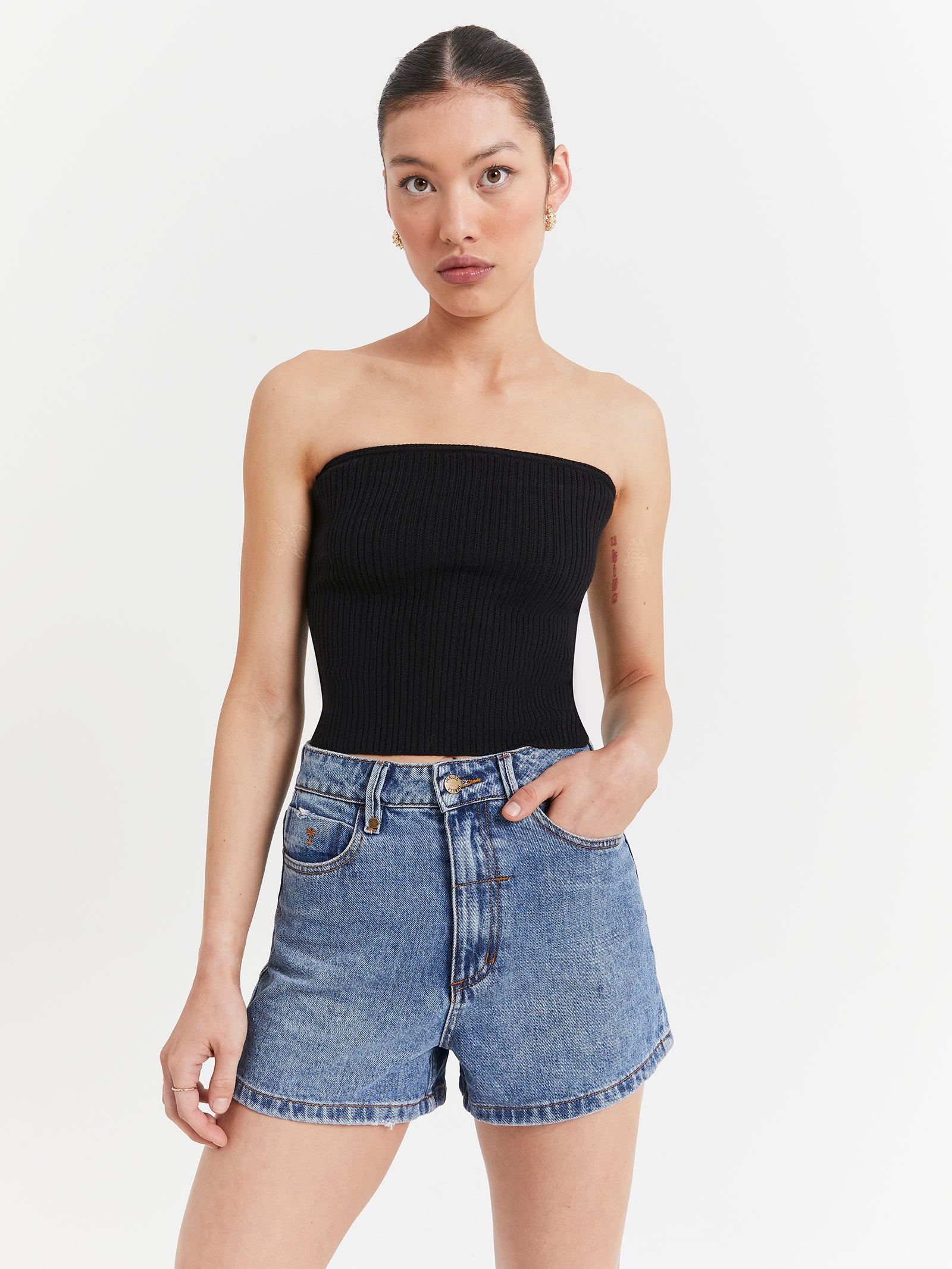 Nisha Knit Tube Top in Black