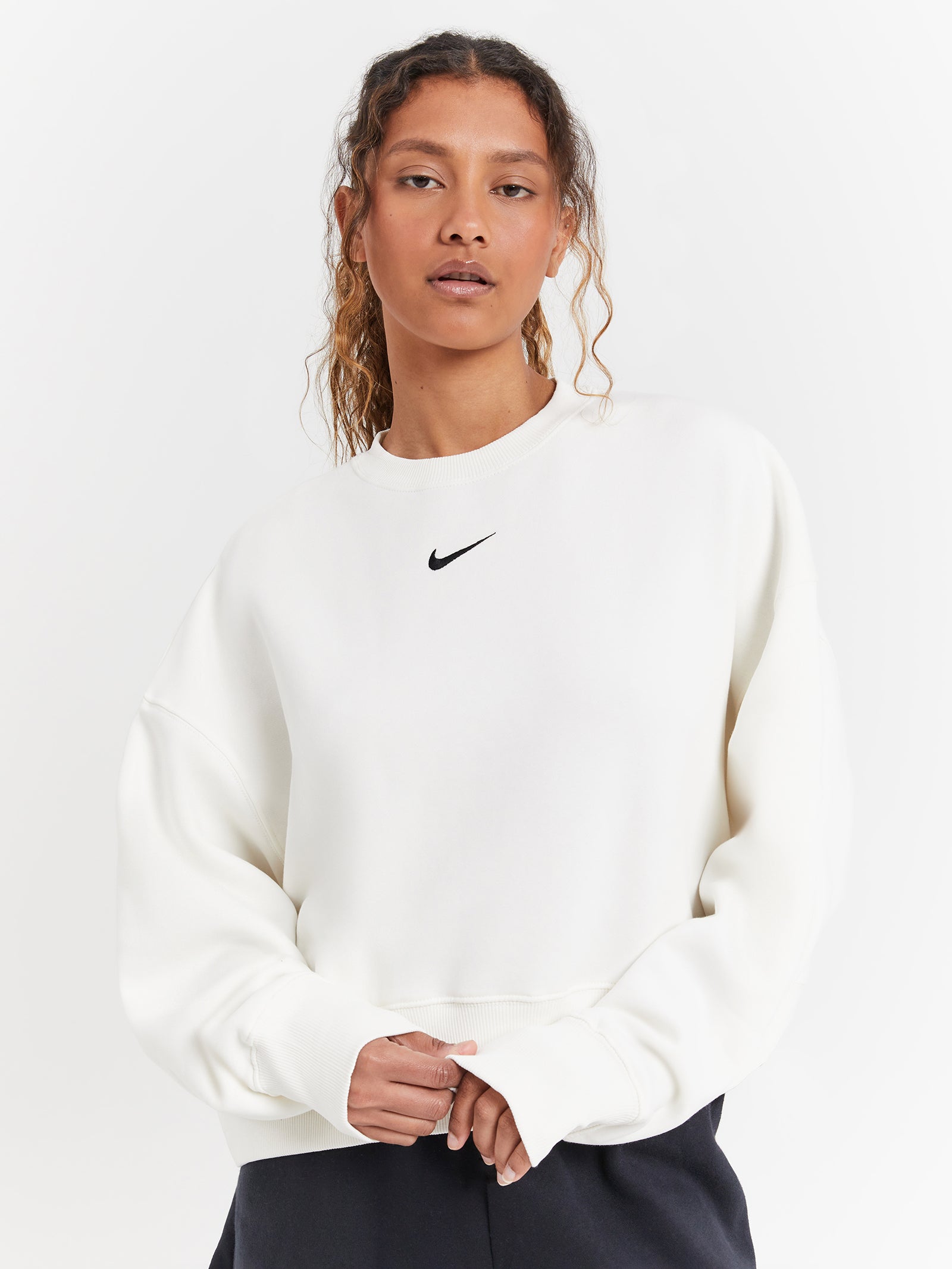 Over Oversized Crew Neck Sweatshirt in Sail & Black