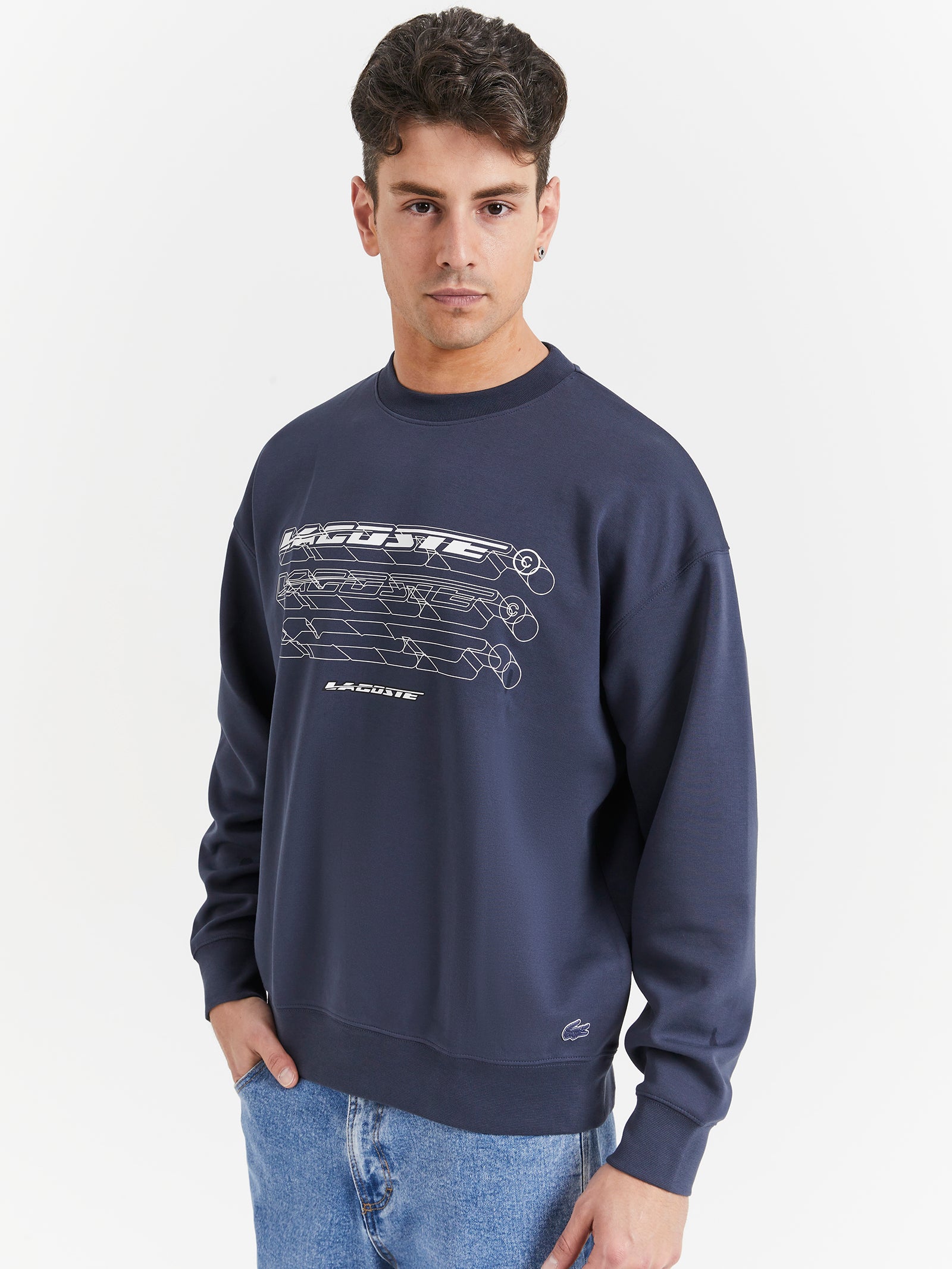 Loose Fit Branded Sweatshirt in Blue Night