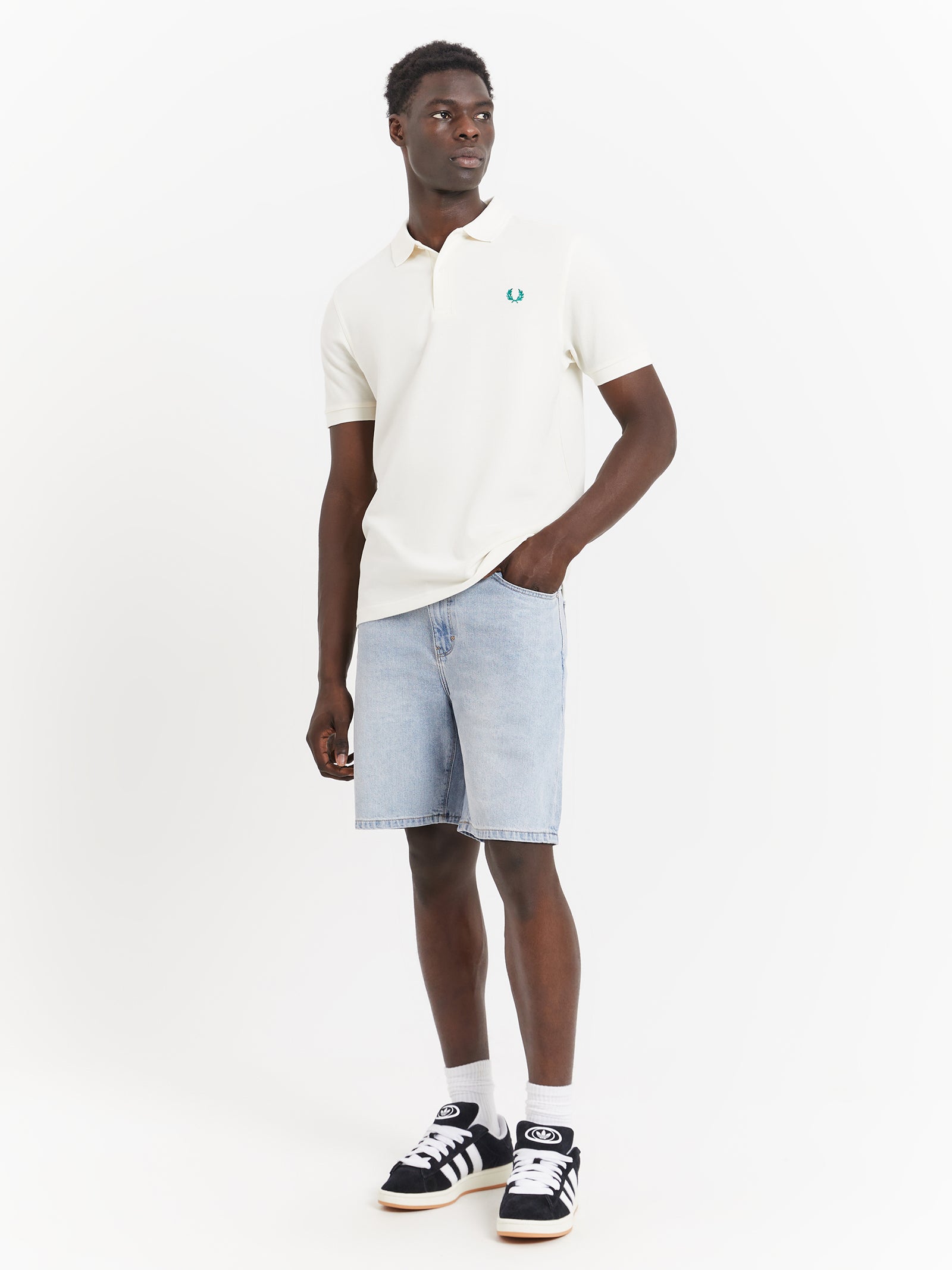 Plain Polo T-Shirt in Ecru