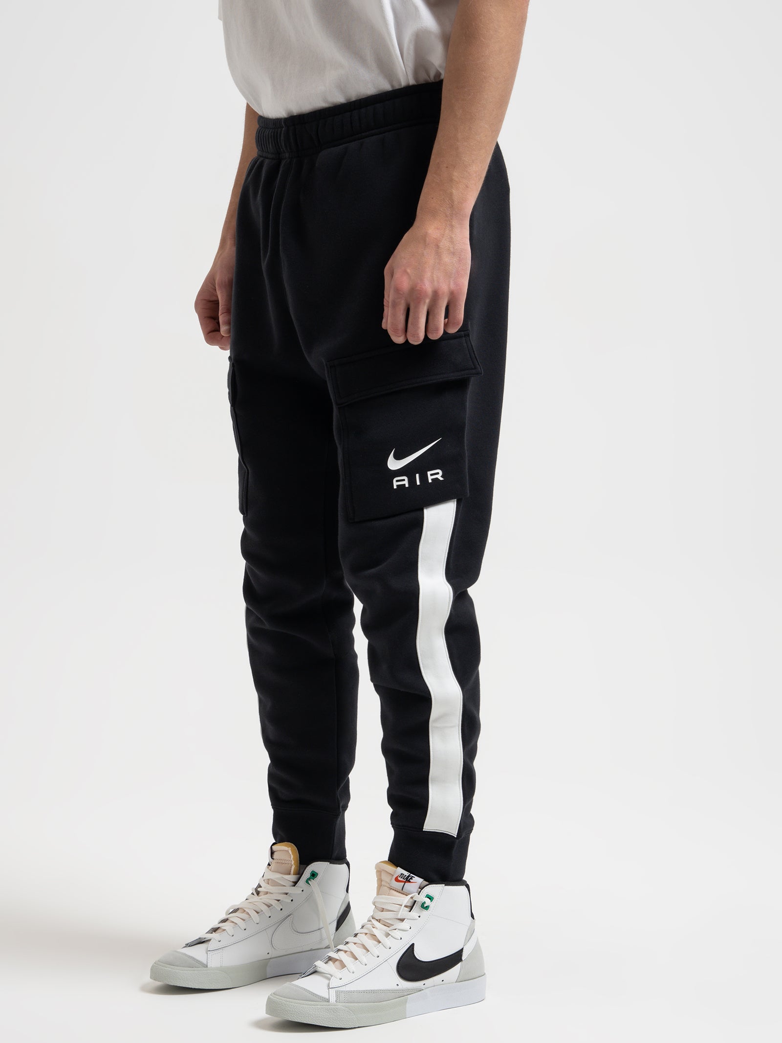 Sportswear Fleece Cargo Trousers in Black & White