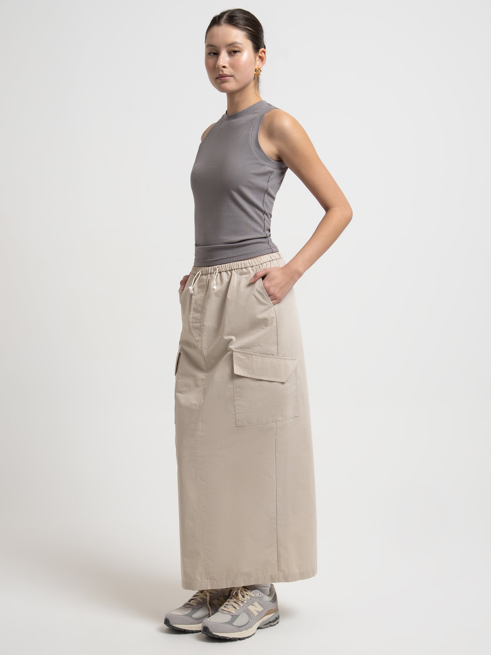 Esme Cargo Skirt in Beige