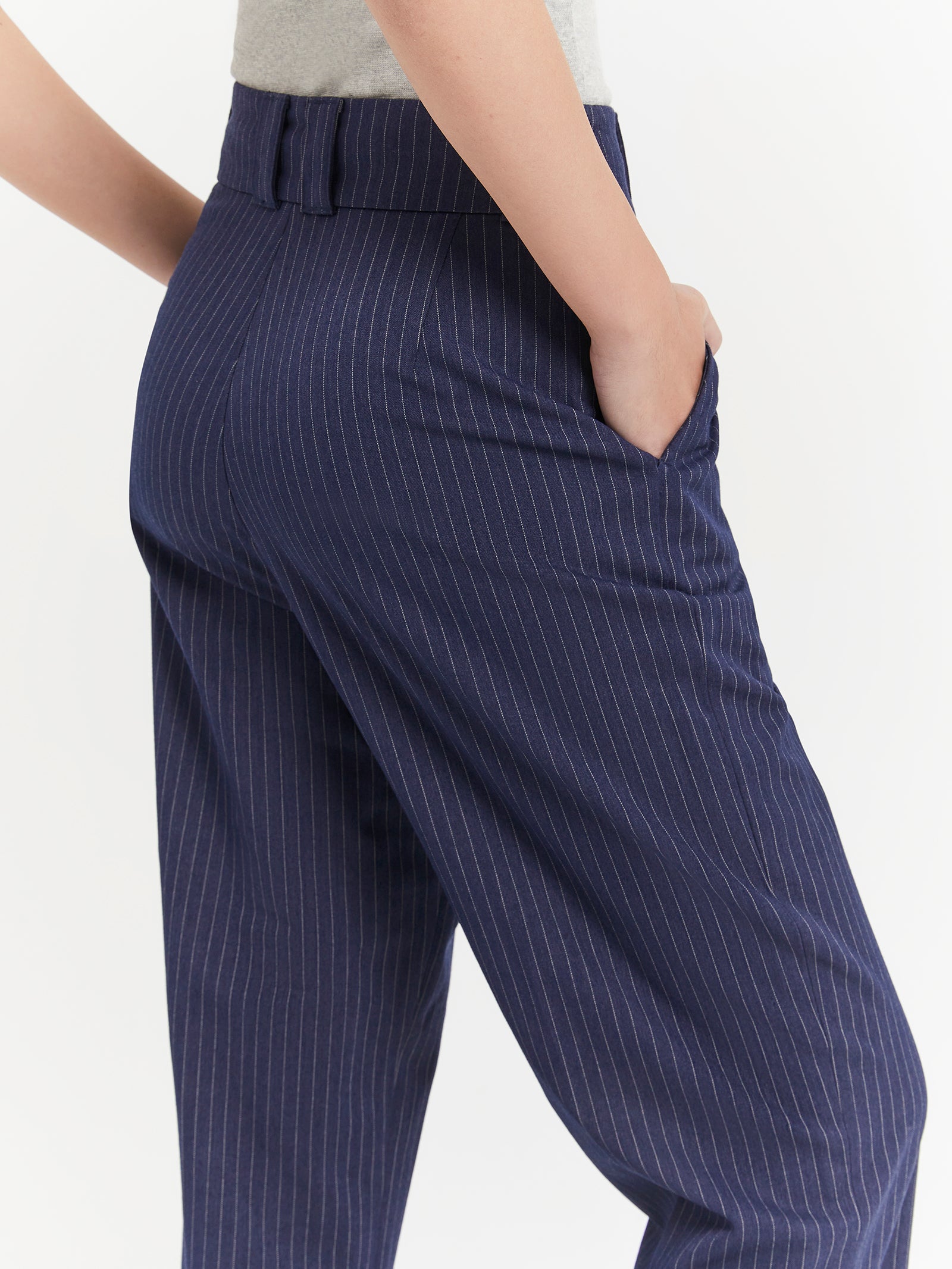 Danny Pinstripe Pants in Station Navy