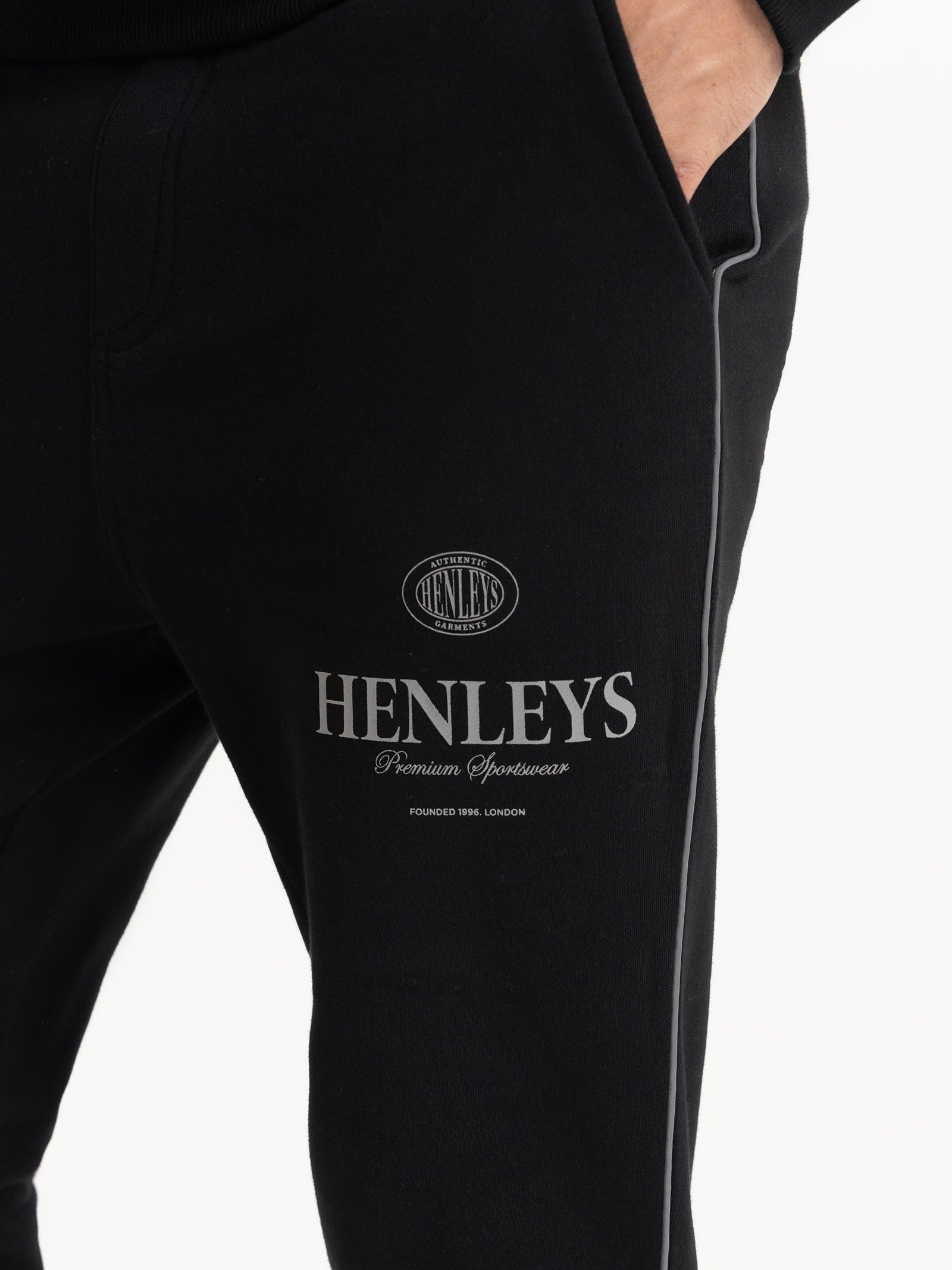 Varsity Reflective Track Pants in Black