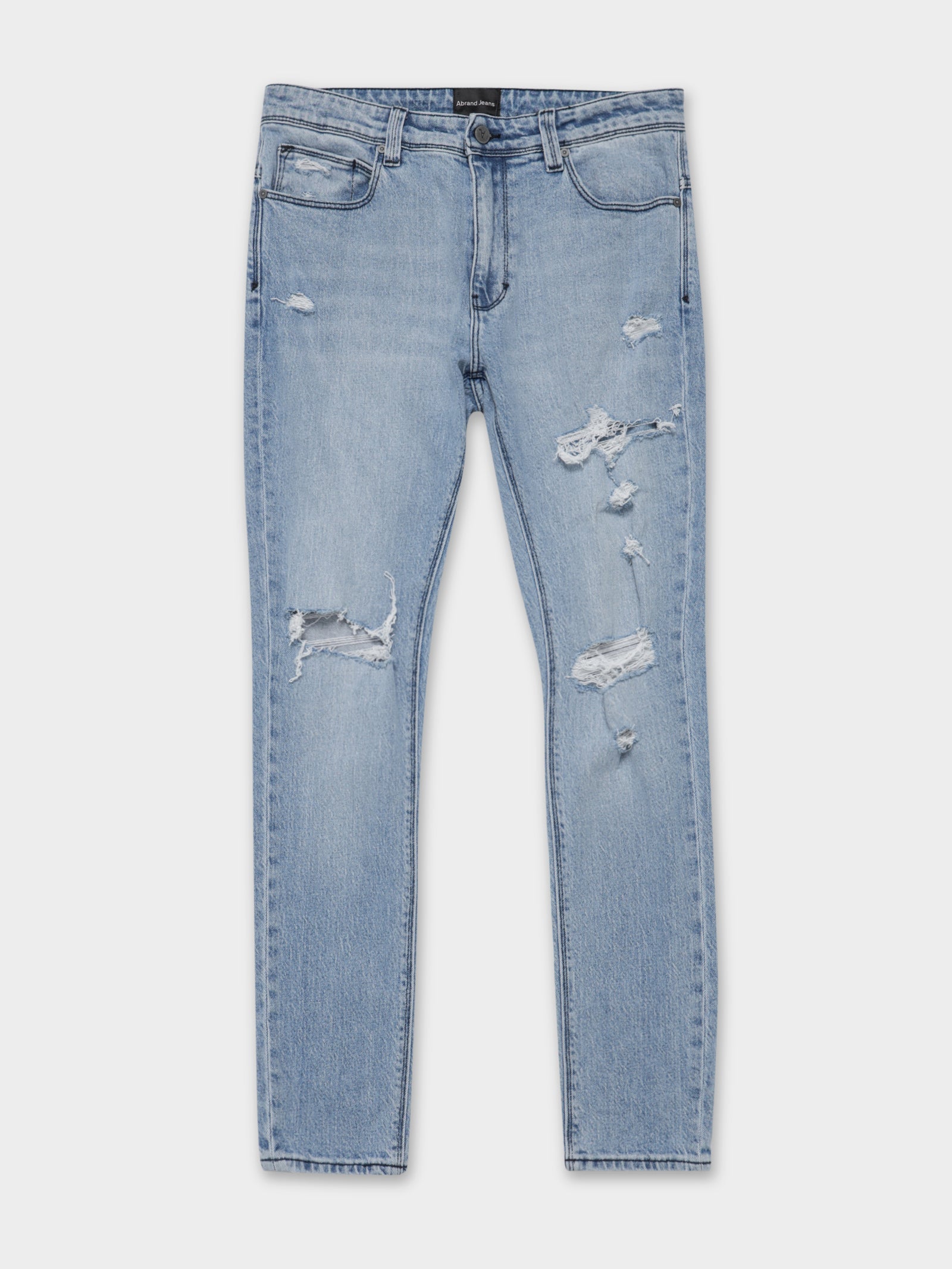 Dropped Skinny Stacked Butter Blues Shred Jeans in Denim