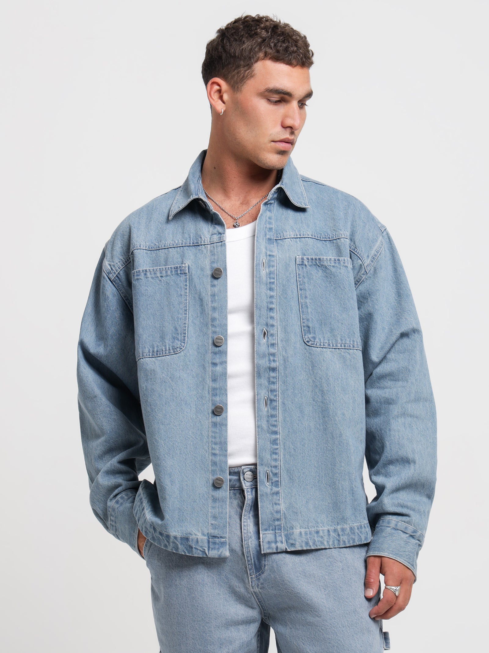 Outcast Denim Overshirt in Arctic Blue