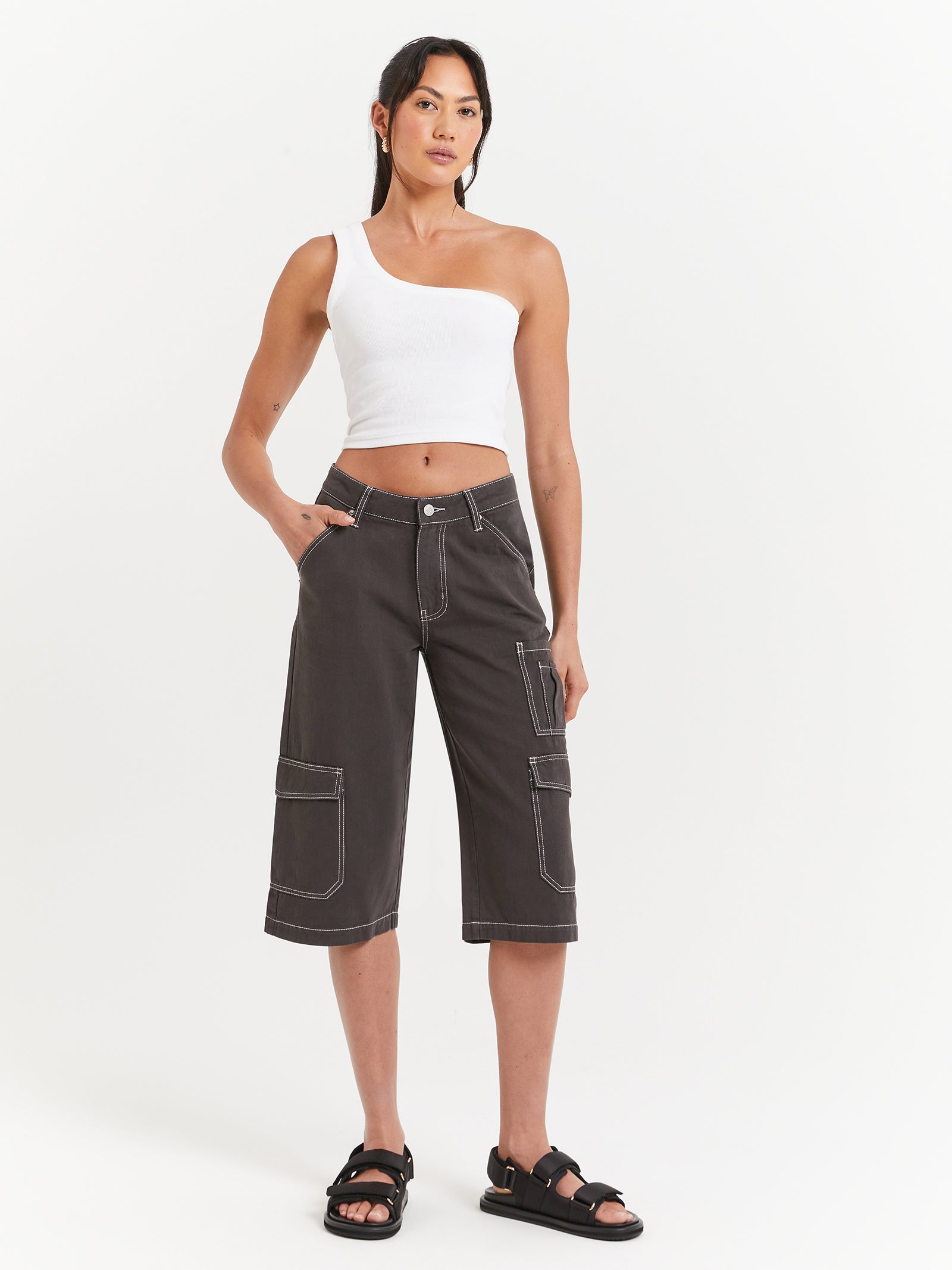 Celine Long Shorts in Washed Black