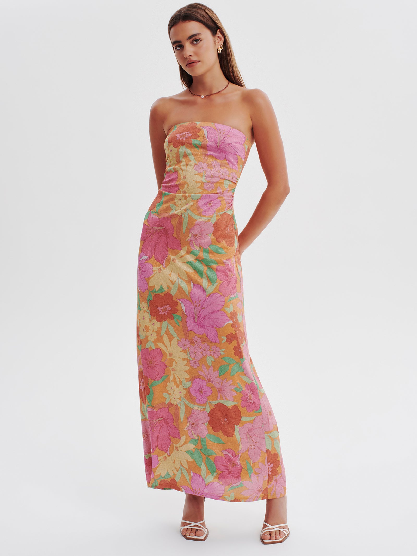 Luminous Maxi Dress in Metallic Tropic