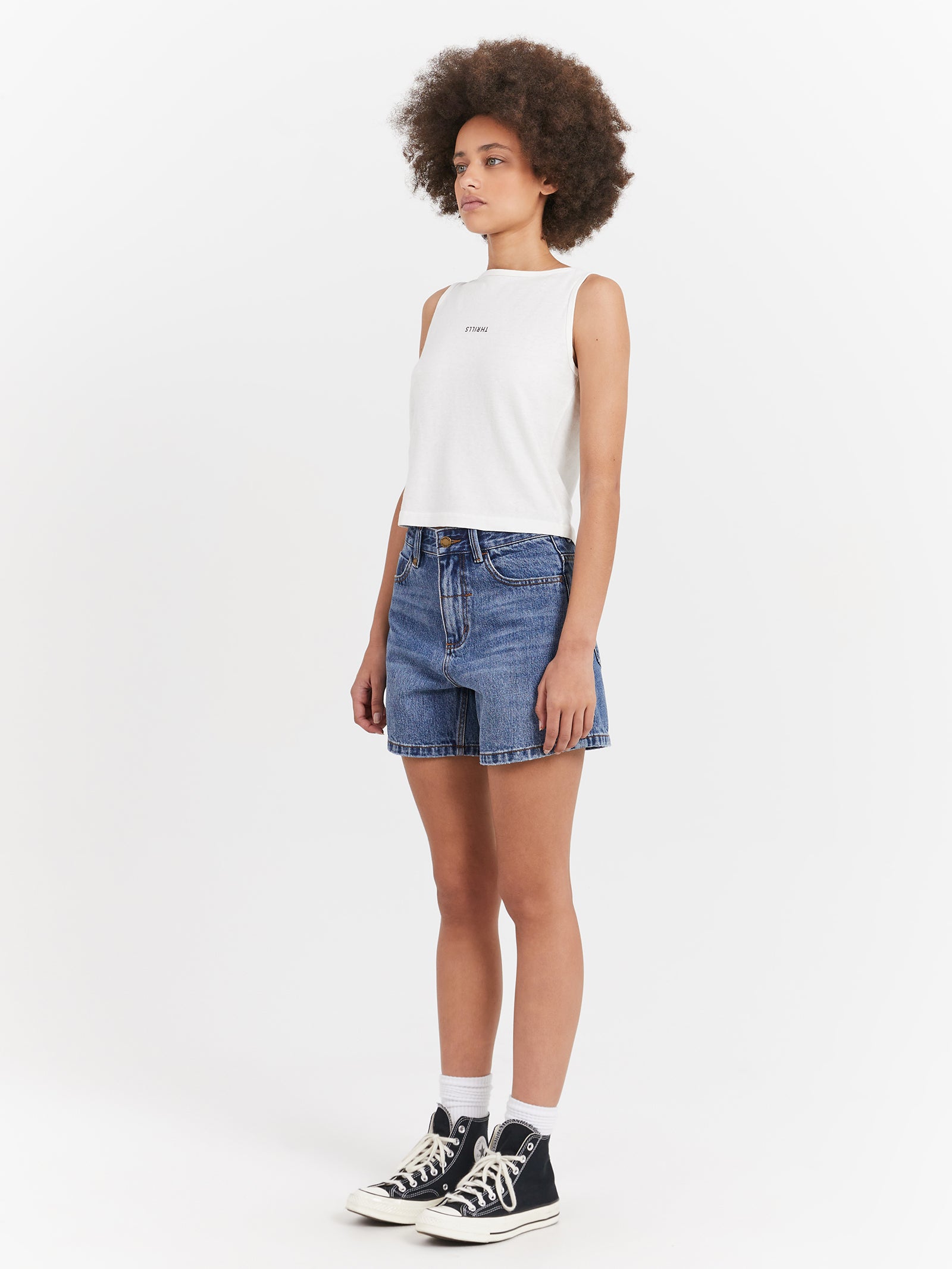 Minimal Thrills Hemp Boat Neck Tank in White