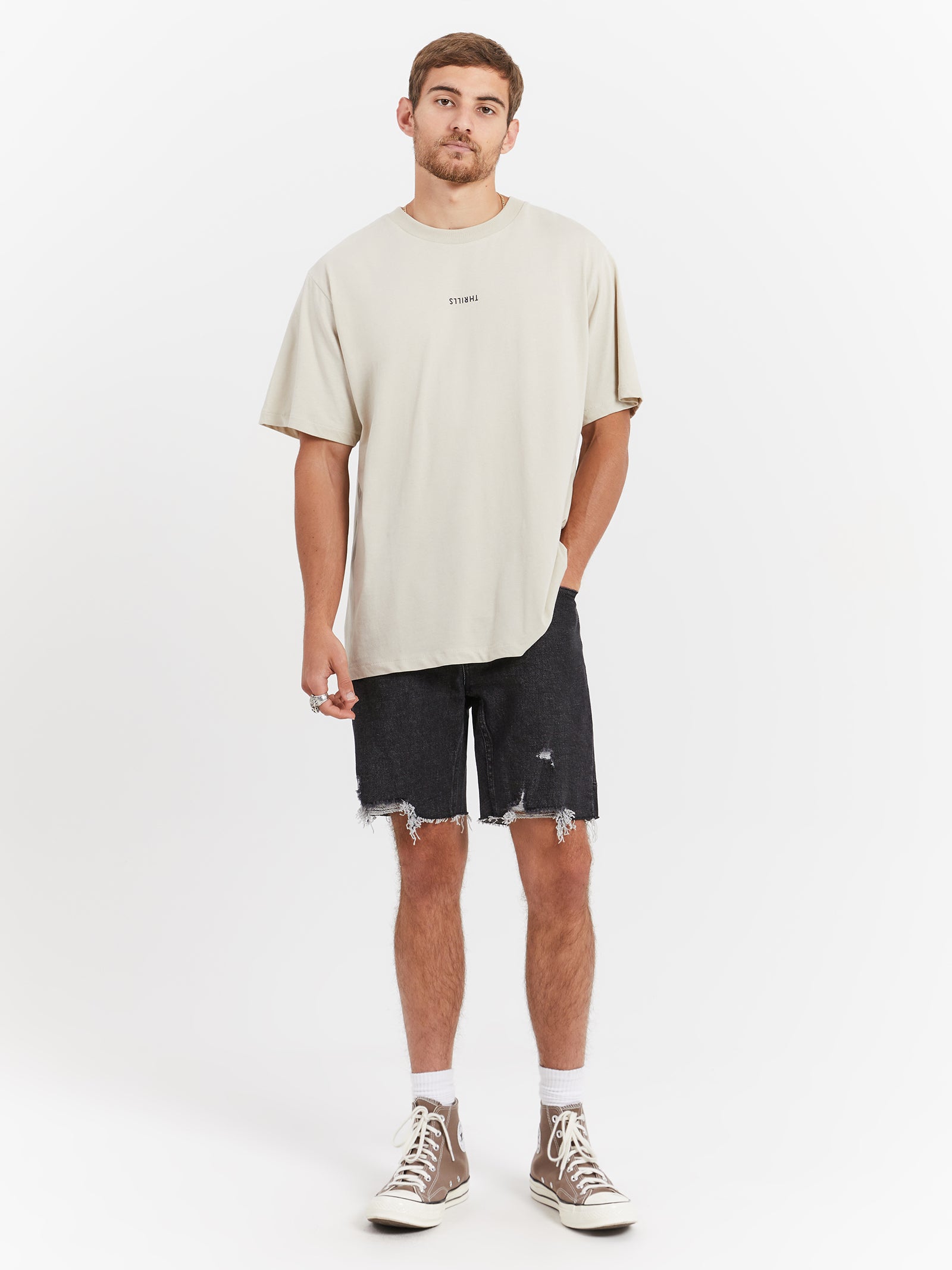 Minimal Thrills Merch Fit T-Shirt in Oatmeal