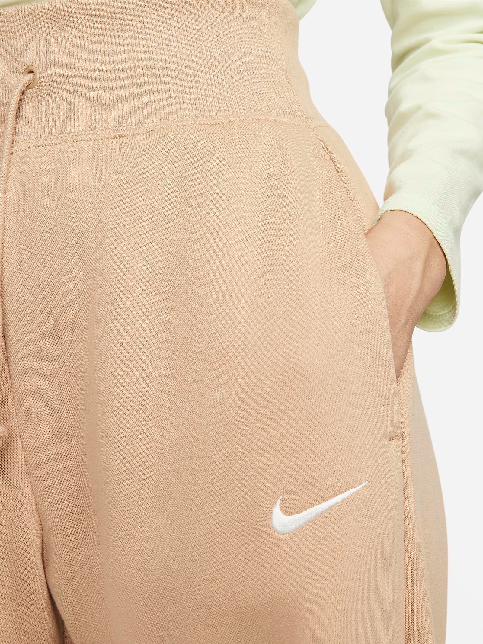 Sportswear Phoenix Fleece Wide-Leg Trackpants in Hemp Brown & Sail White