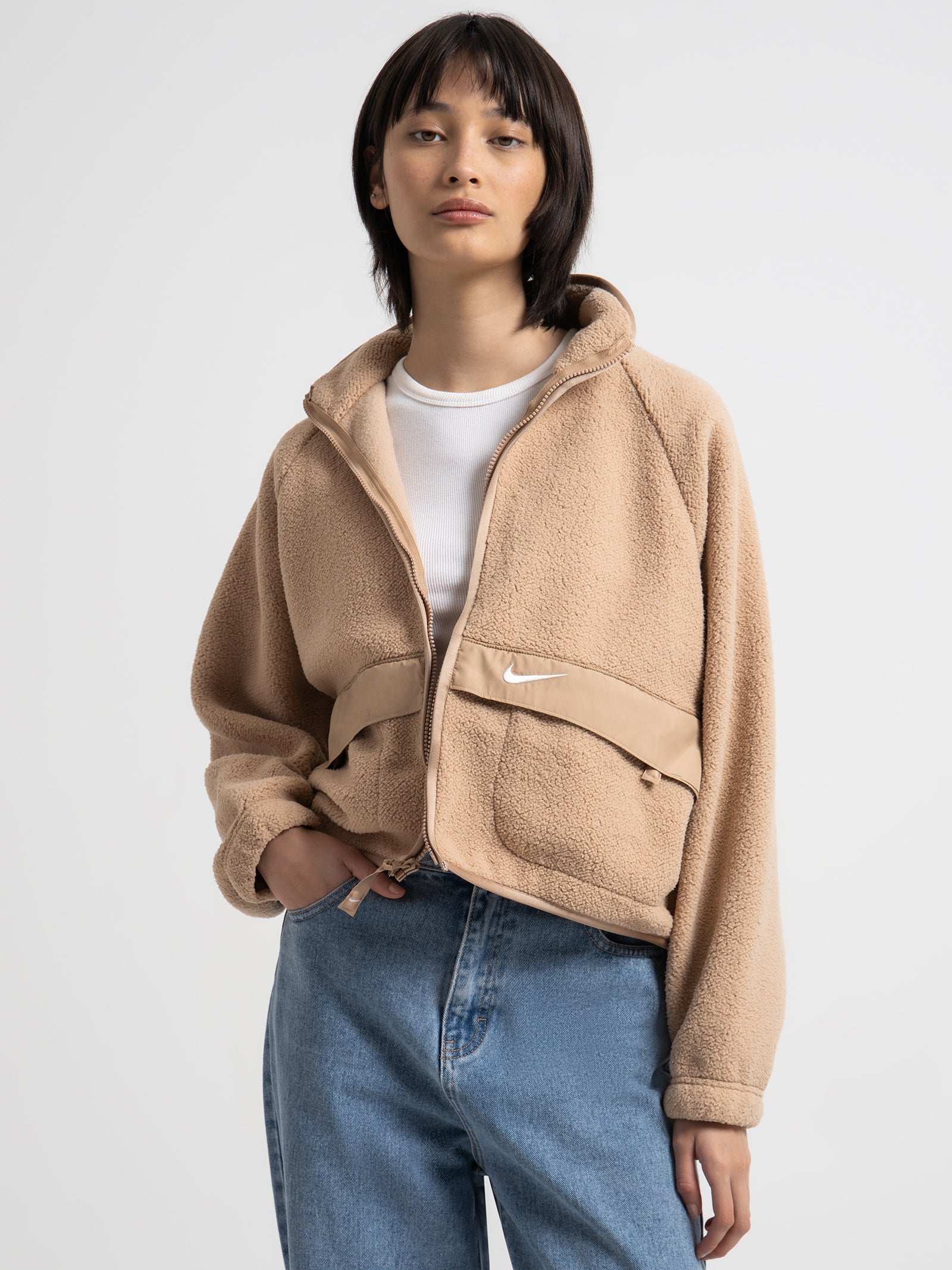 Sportswear Sherpa Jacket in Light Brown