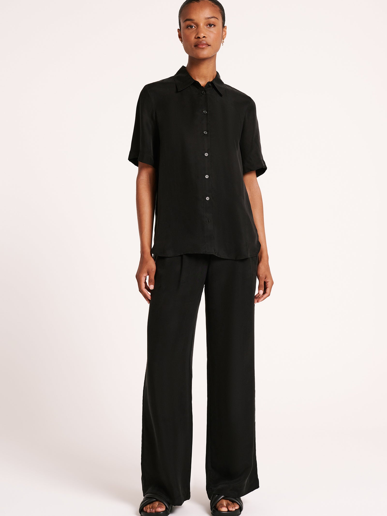 Lea Cupro Shirt in Black