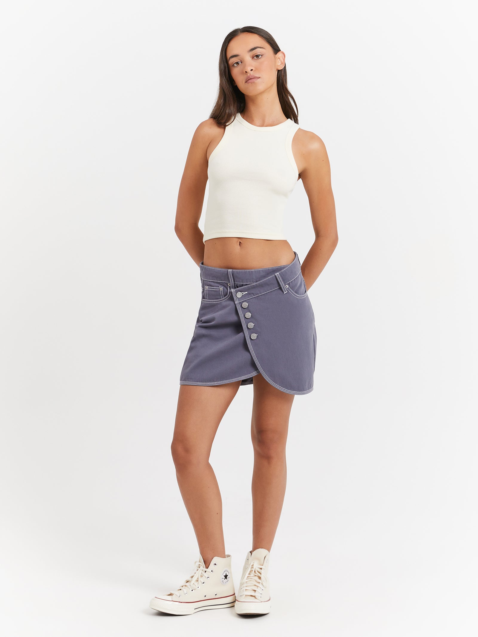 Lenny Wrap Mini Skirt in Ash