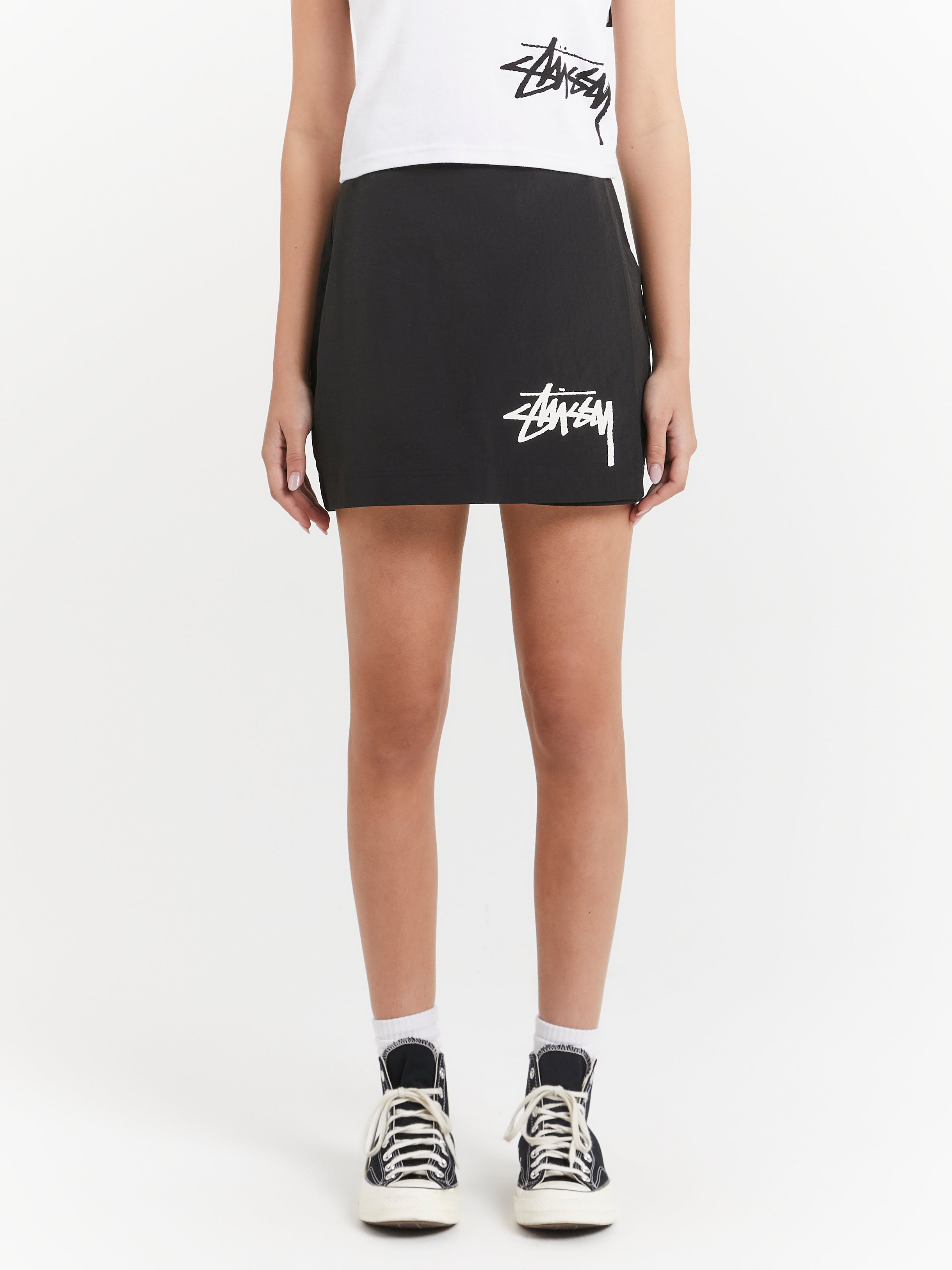 Graffiti Wrap Skirt in Black