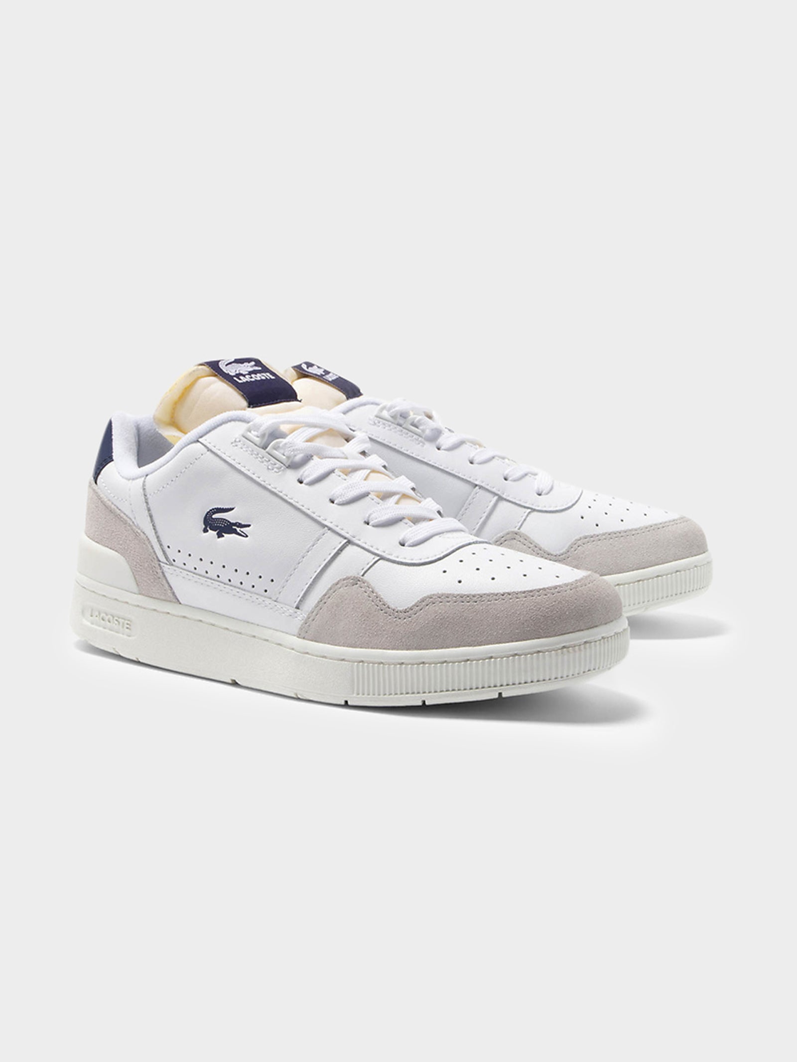 Mens T-Clip Trim Sneakers in White & Navy