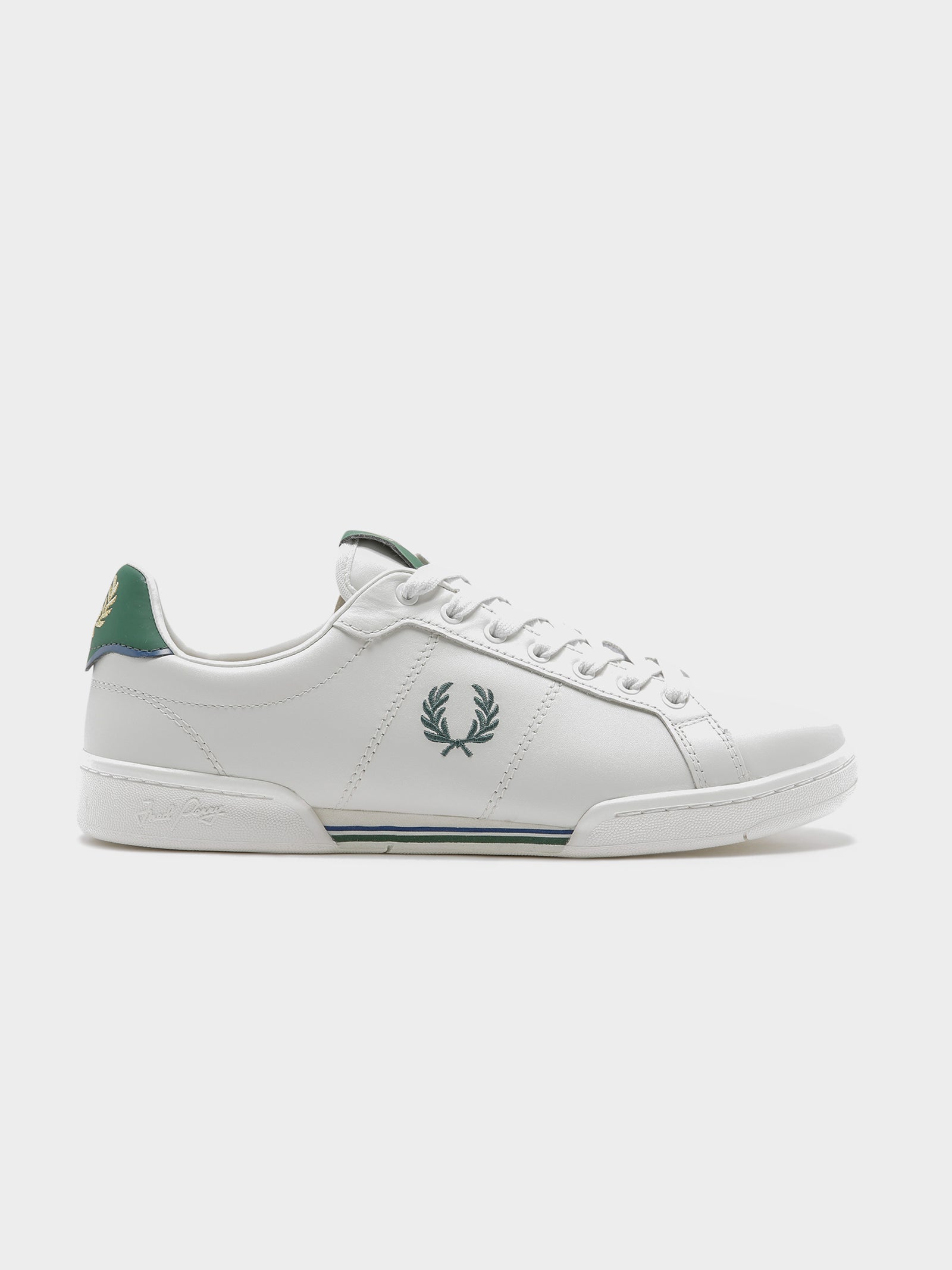 Mens B722 Leather Sneakers in White & Green