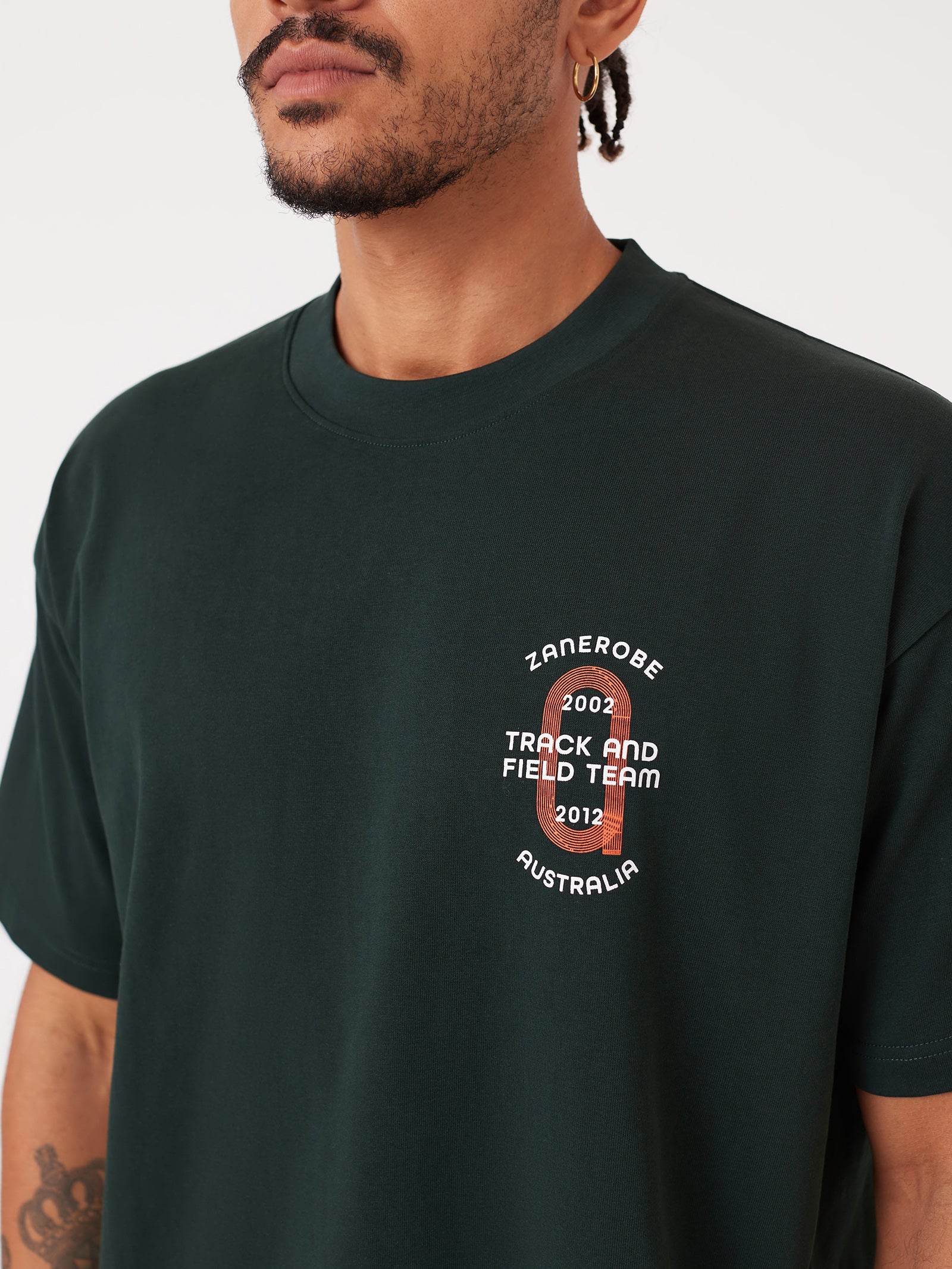 Track Team Box Crop Tee In Forest