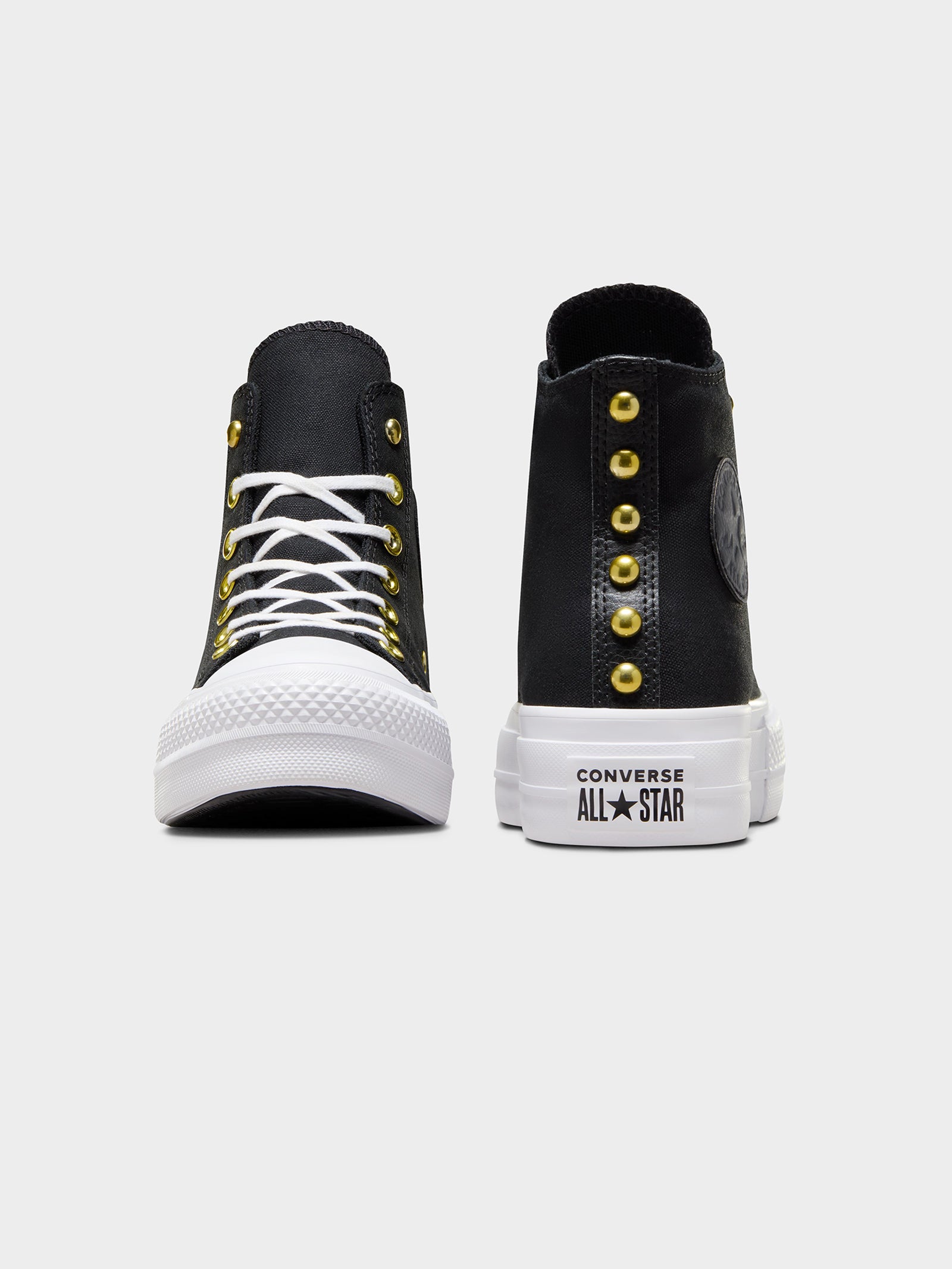 Womens Chuck Taylor All Star Lift Star Studded High Top Sneakers in Black & White