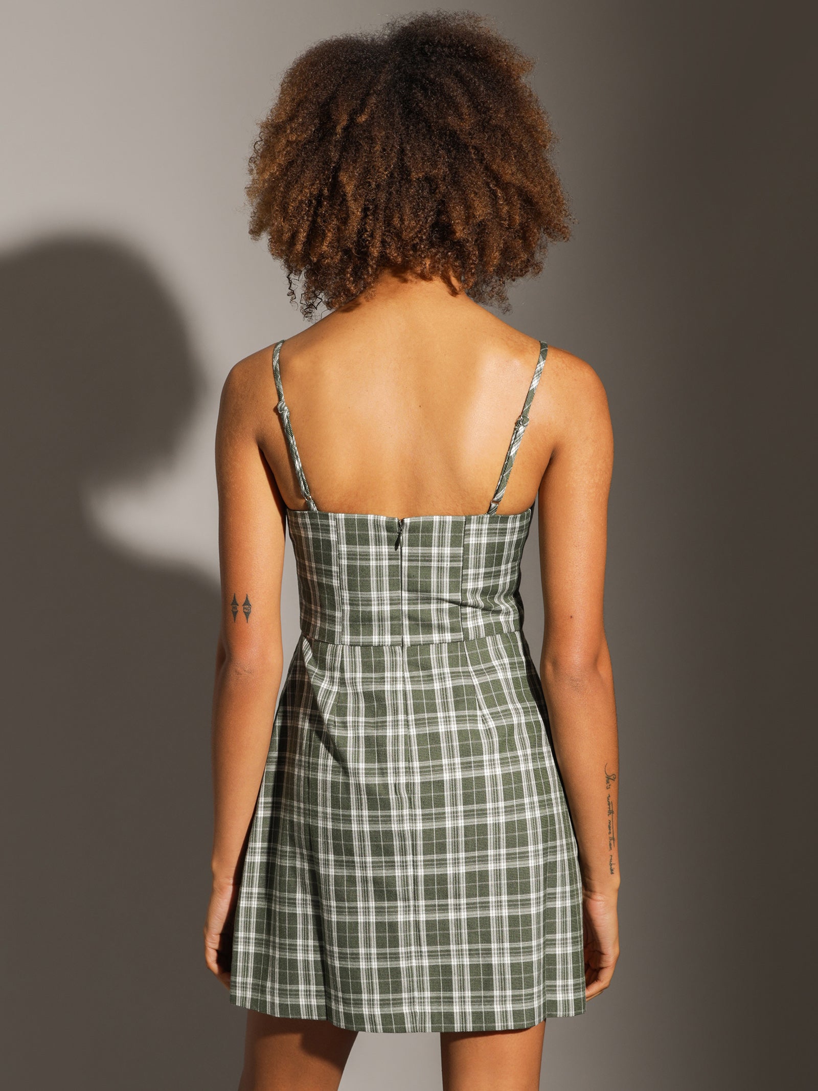 Marina Mini Dress in Sage Check