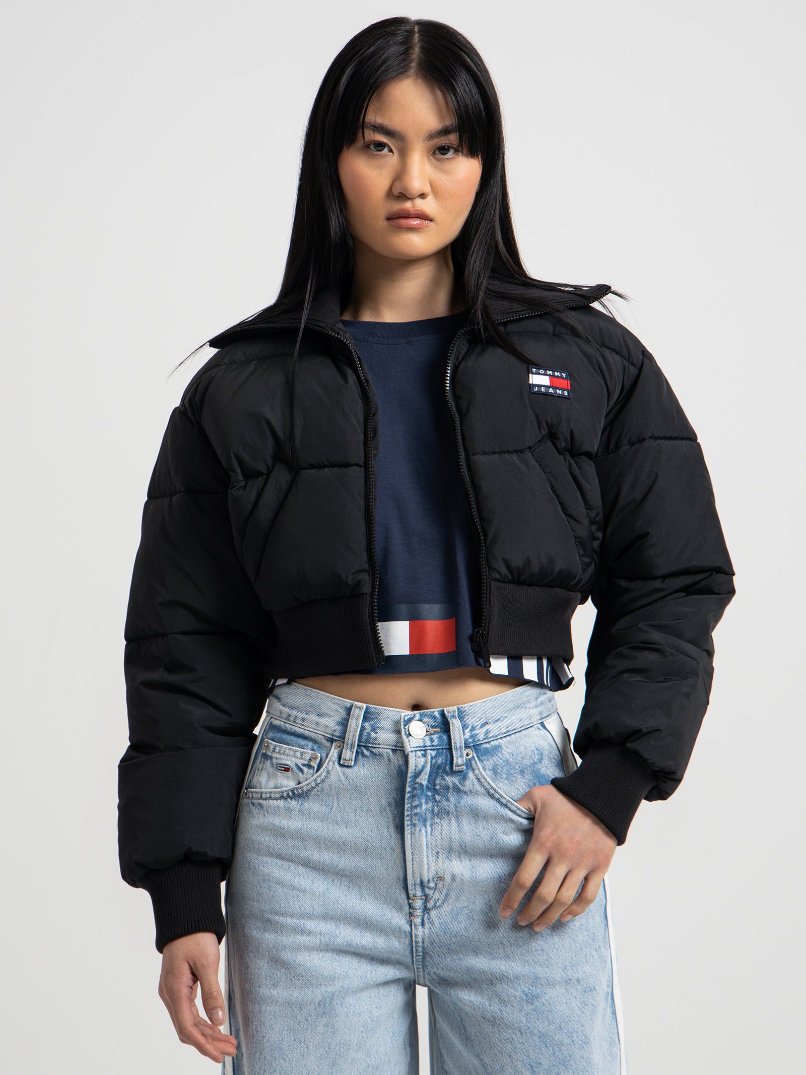 Ultra Crop Puffer Jacket in Black