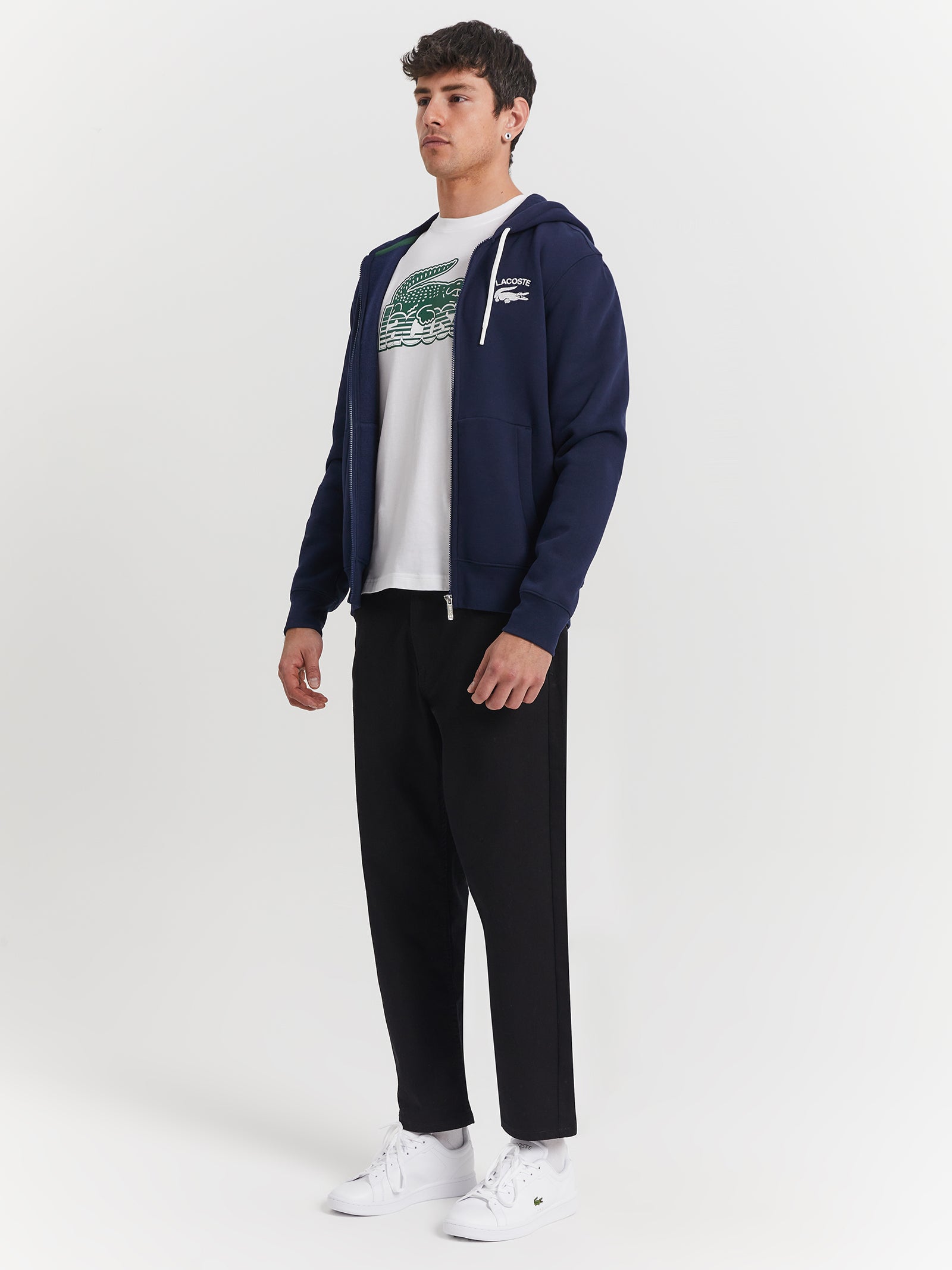 Soft Branding Zip Front Sweat in Navy