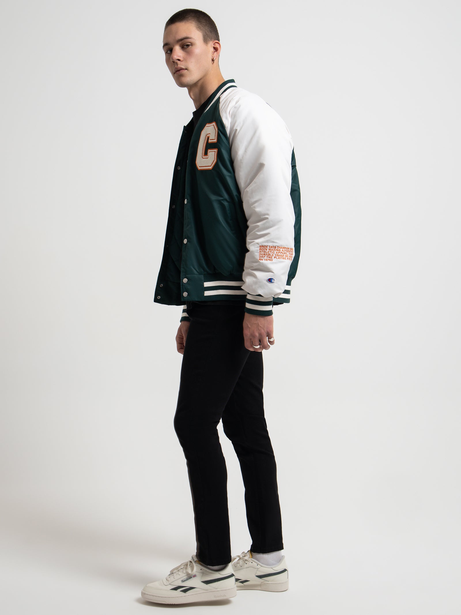 Re:Bound Clubhouse Varsity Jacket in Midfield Green