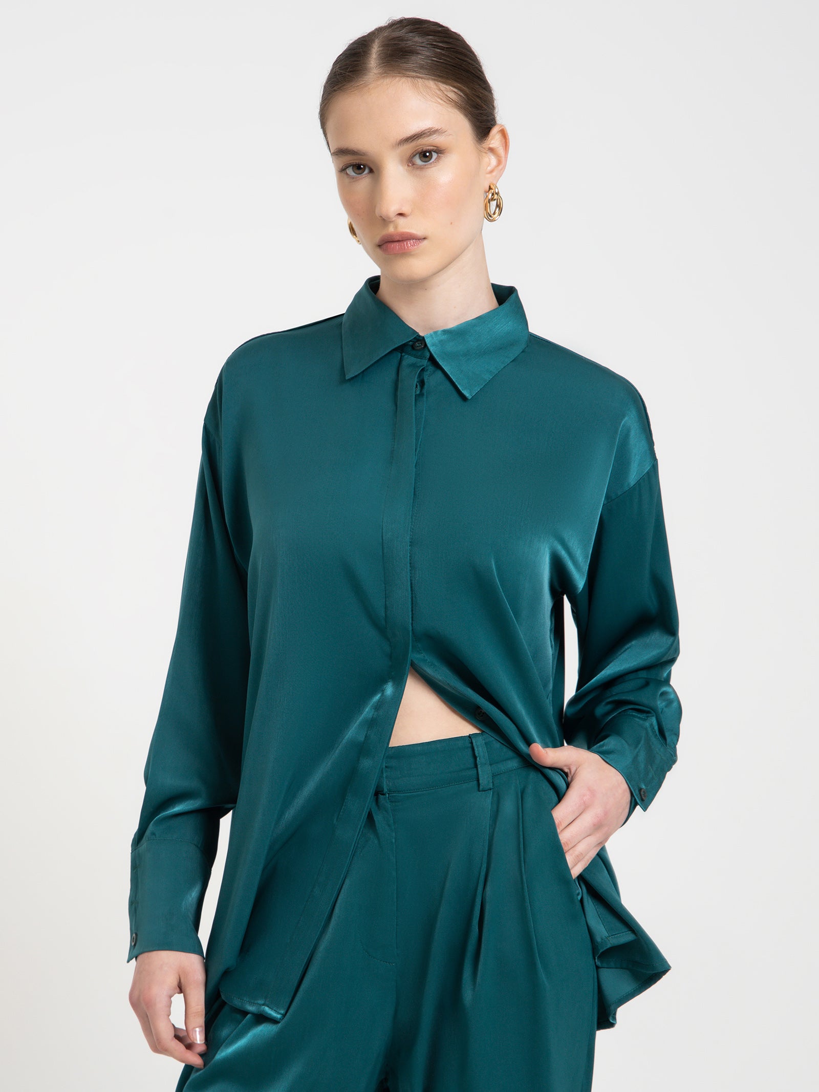 Piper Shirt in Emerald Green