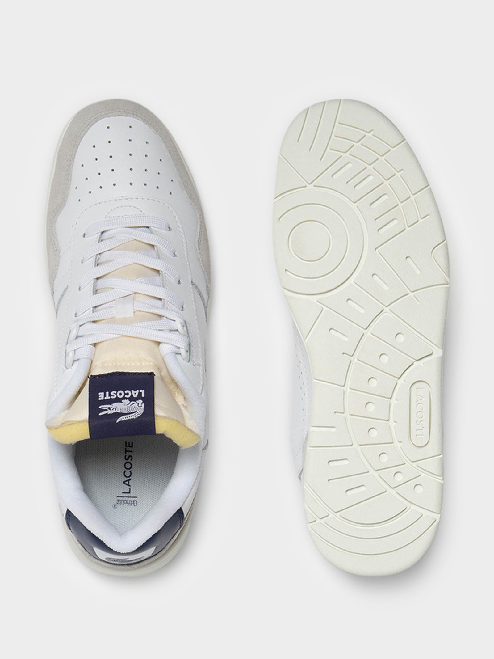 Mens T-Clip Trim Sneakers in White & Navy