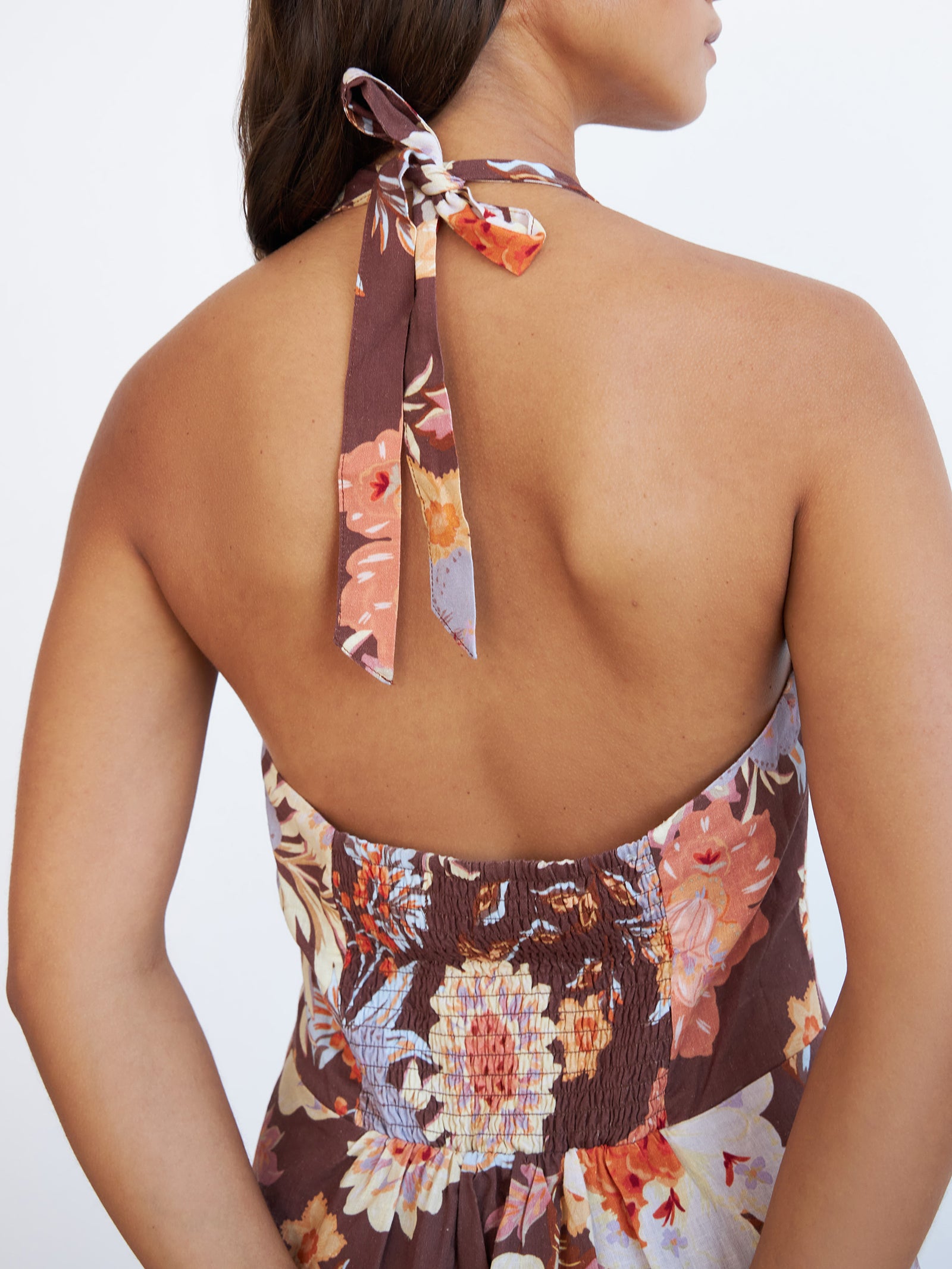 Amber Halter Dress In Peony Floral