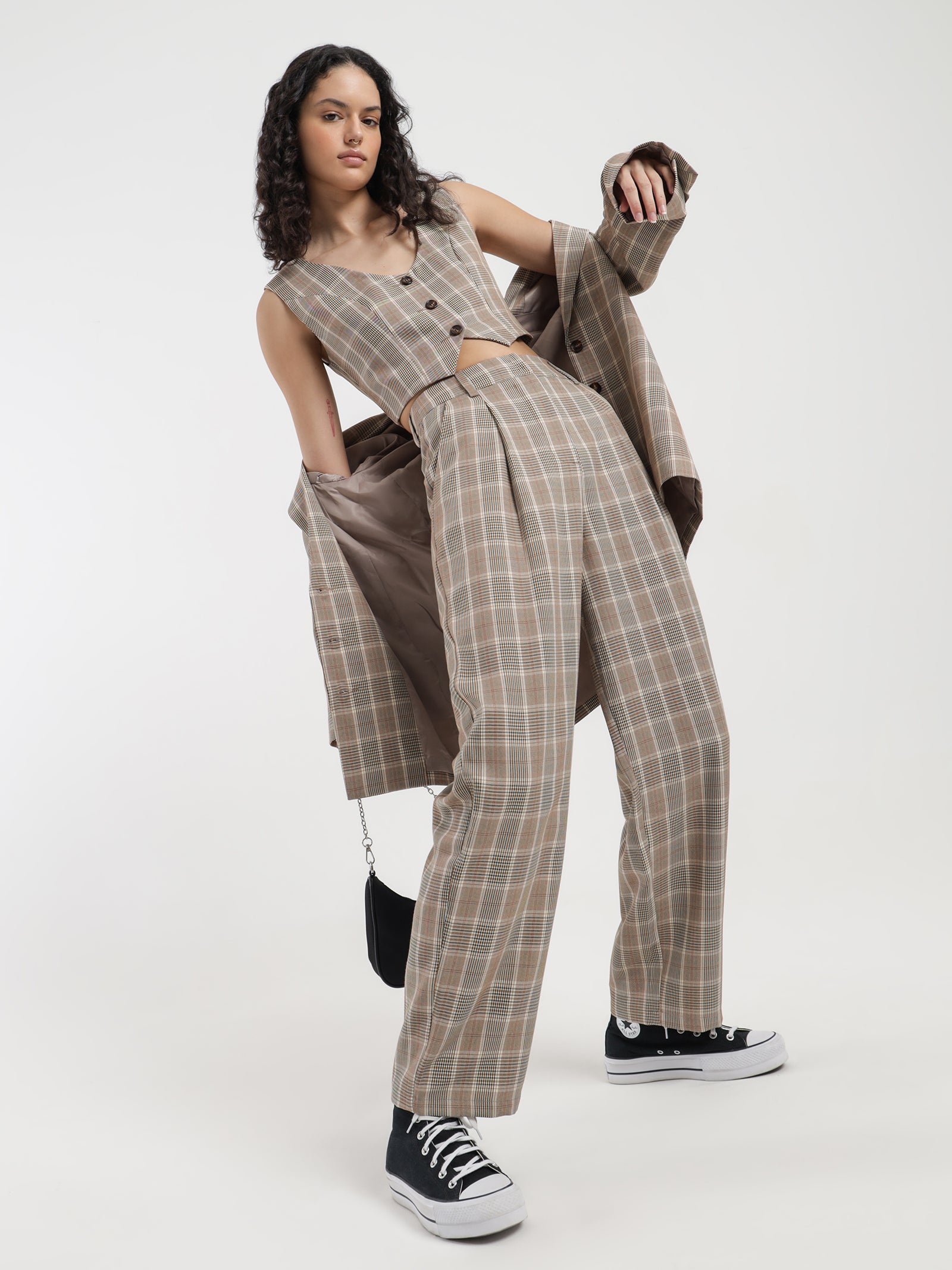 Kelly Tailored Pants in Clay Check