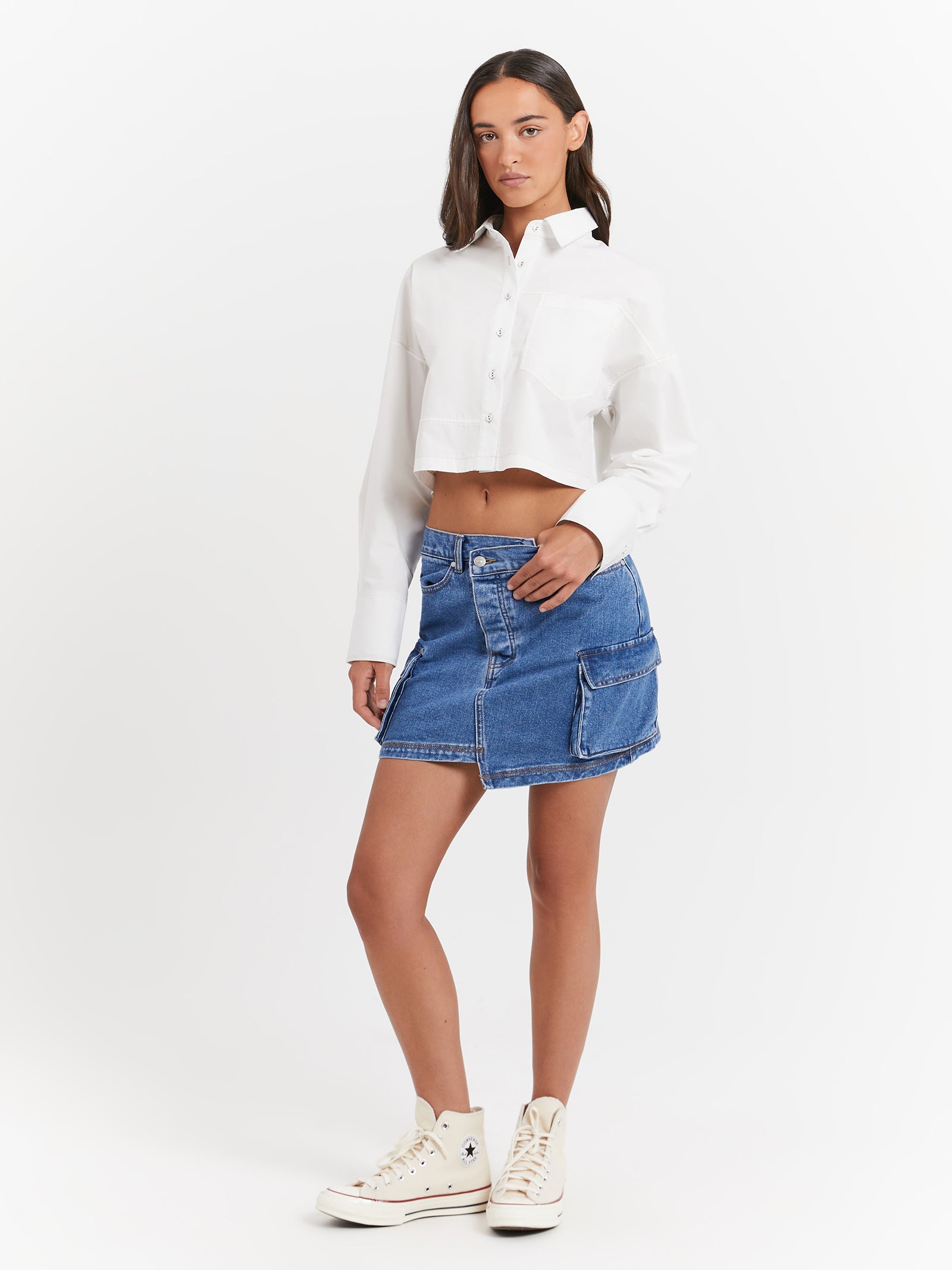 Monica Ultra Crop Shirt in Off White