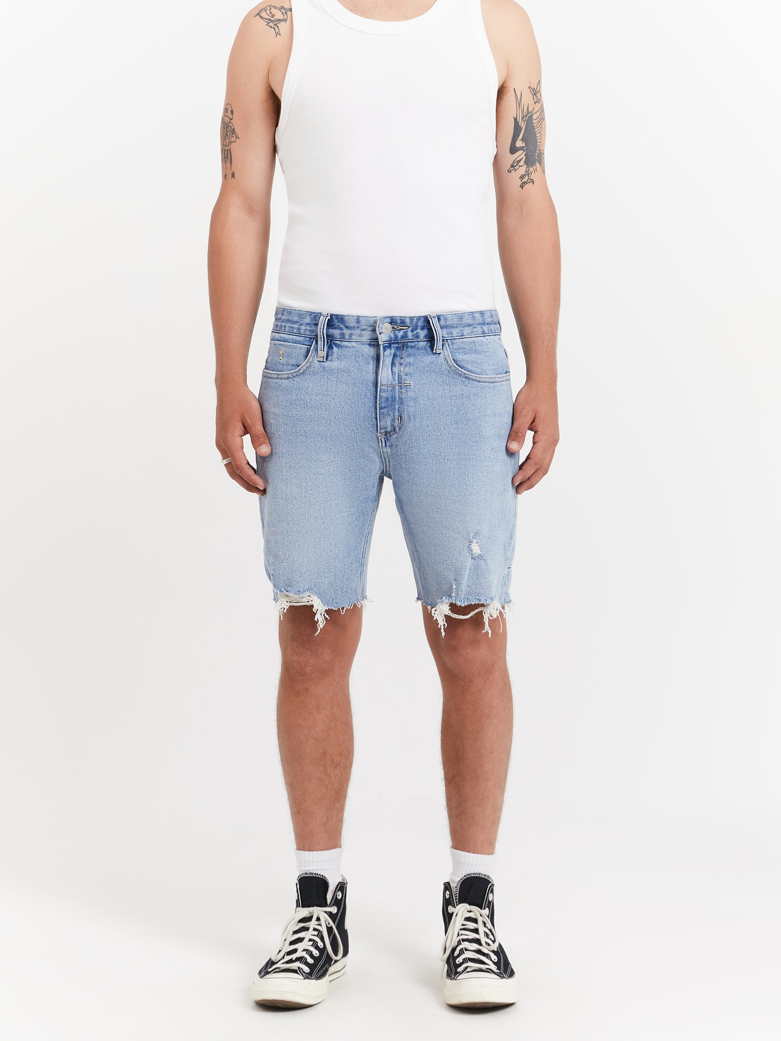 Destroyed Bones Shorts in Ash Blue