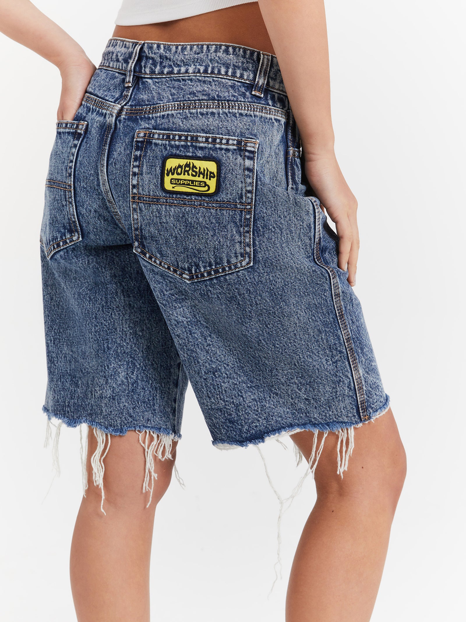 Rest Stop Sloucher Shorts in Indigo Acid