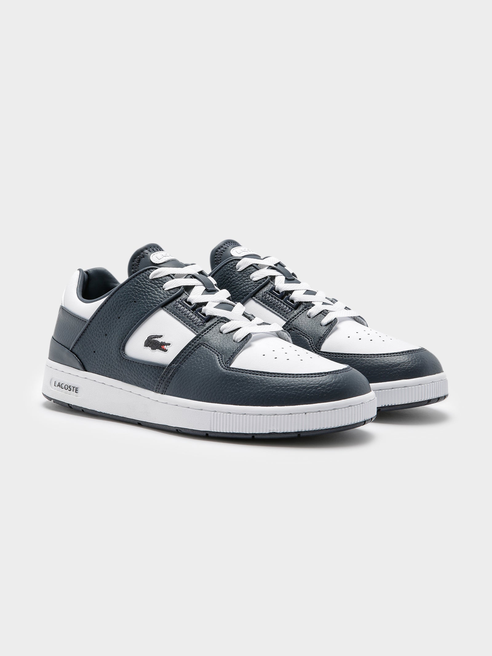 Mens Court Cage Sneakers in White & Navy