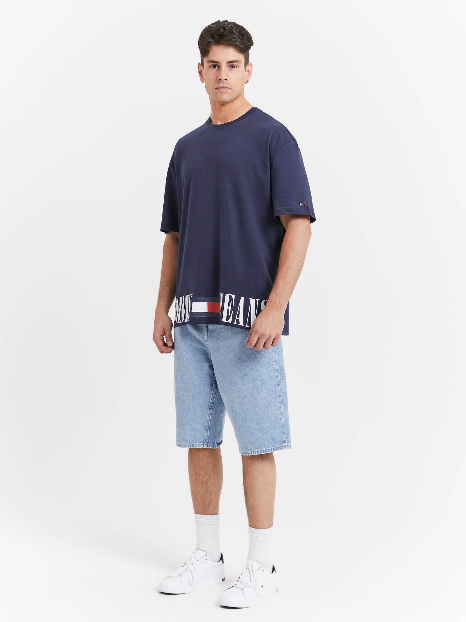 Aiden Faded Baggy Denim Shorts in Light Denim